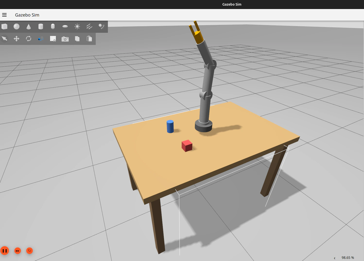 3-joint manipulator arm rendered in RViz with Joint State Publisher sliders