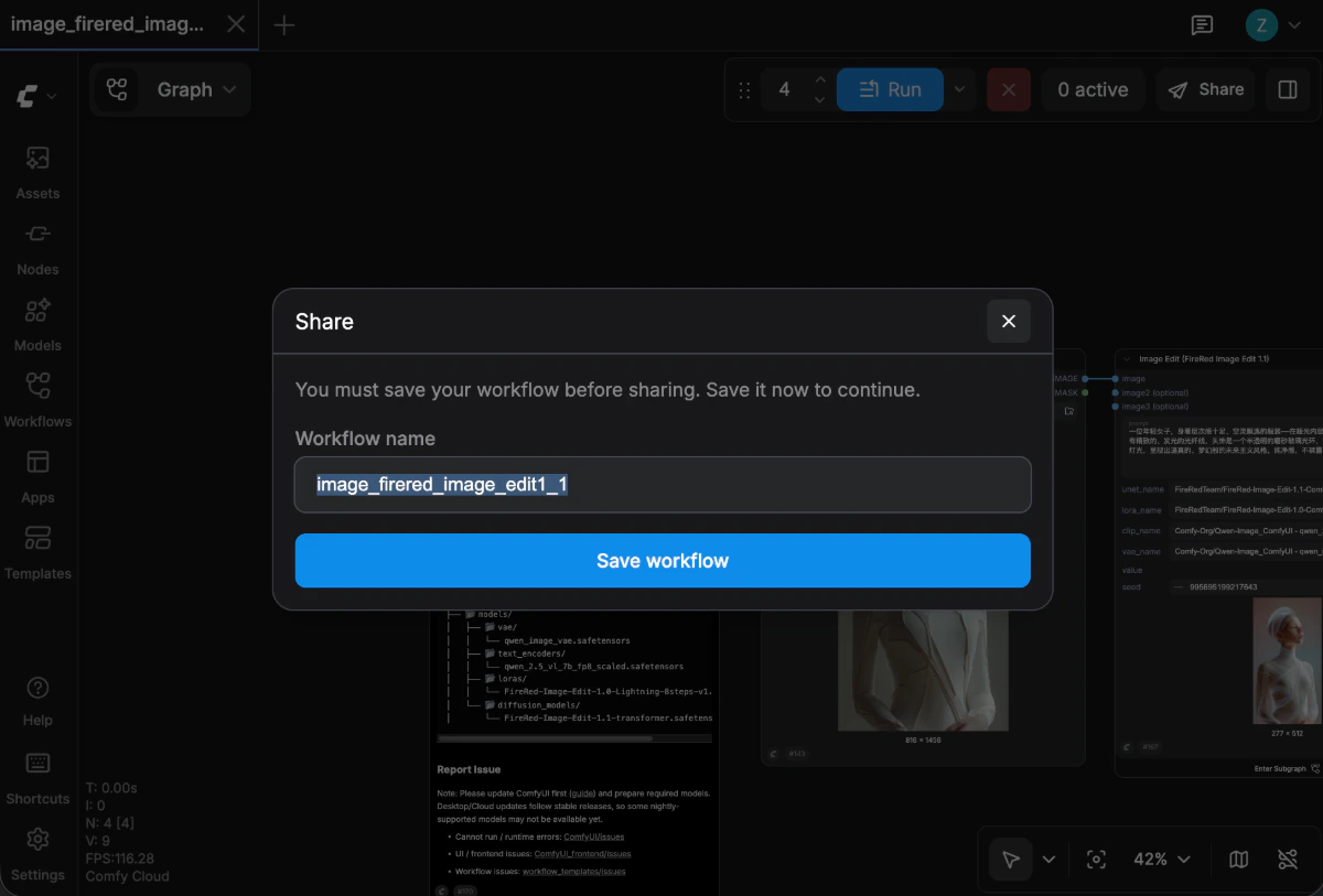 Save workflow before sharing