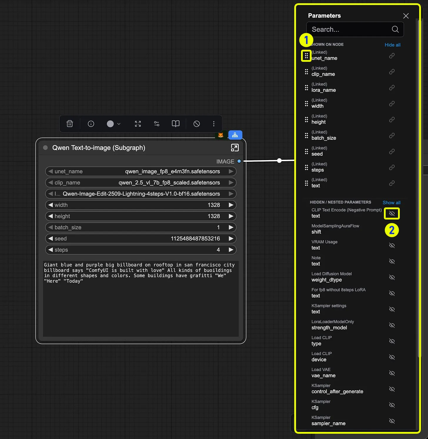 Open Parameters Panel
