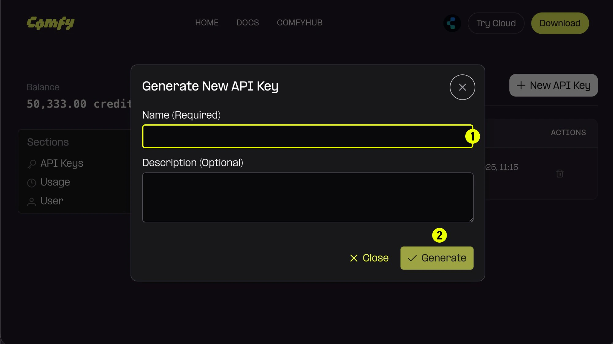 Enter API Key Name
