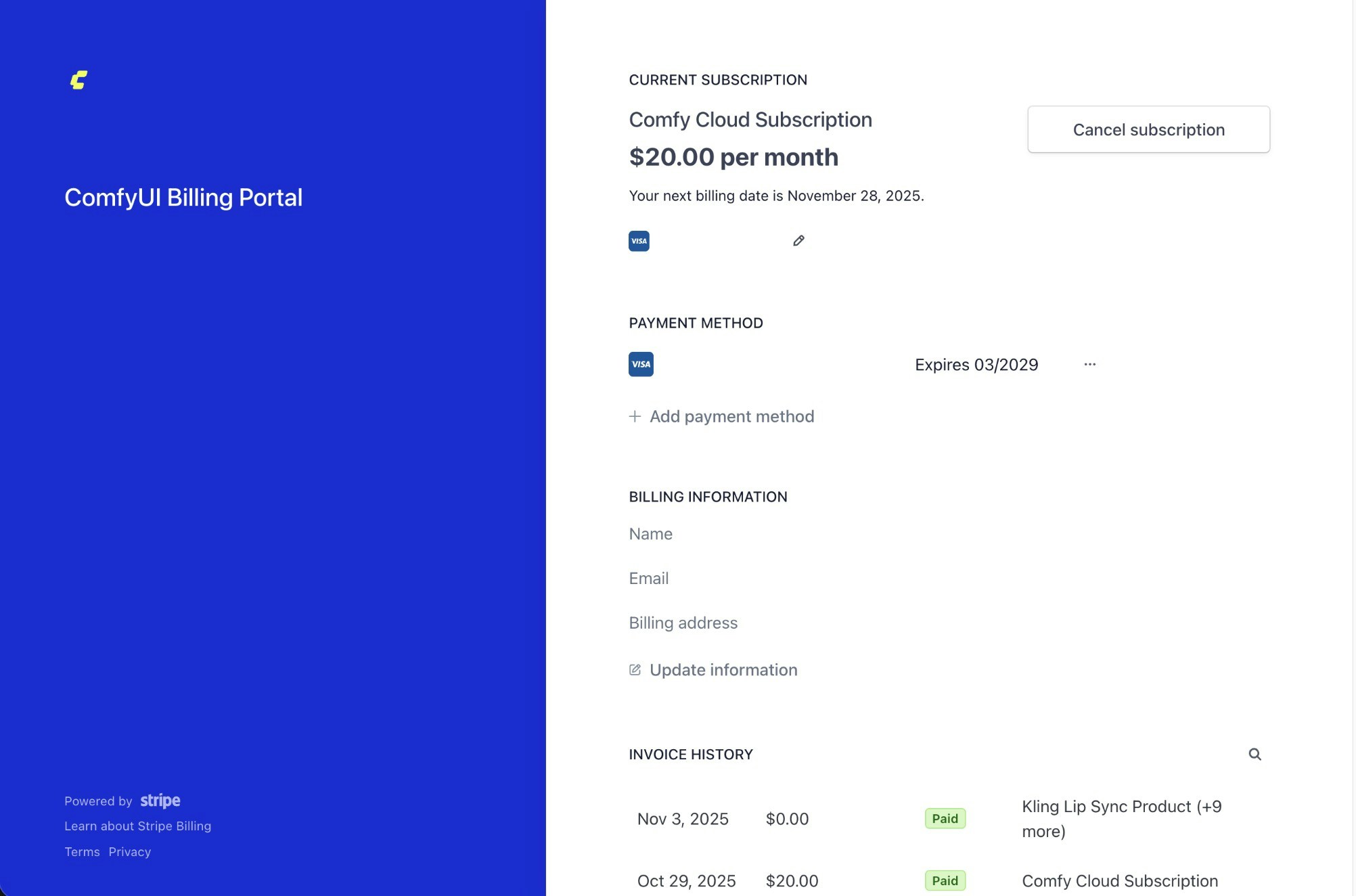 Stripe billing portal