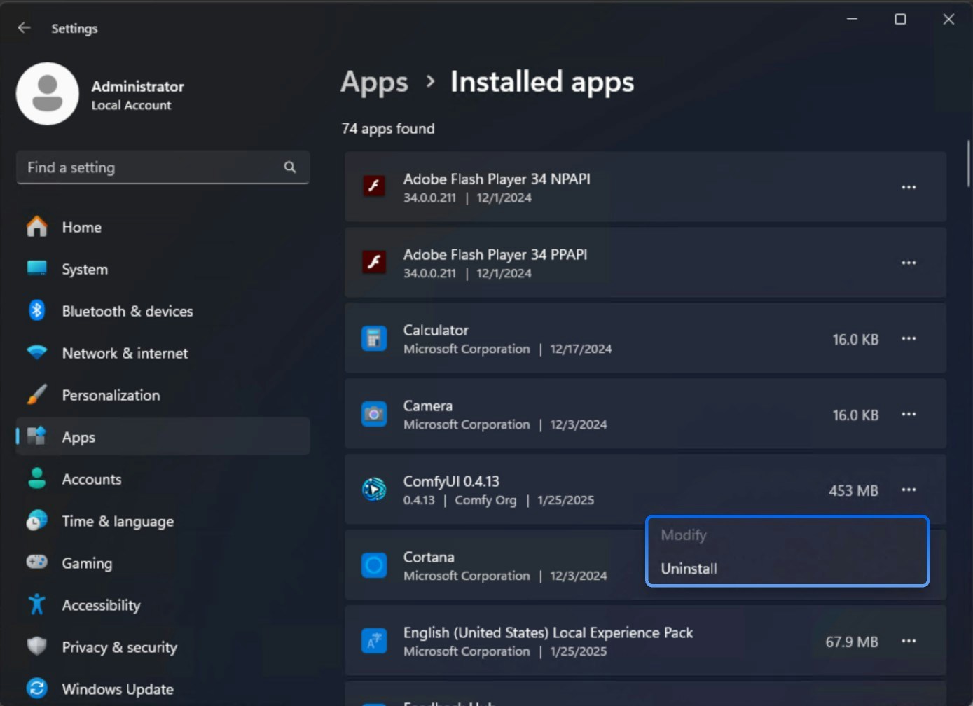 ComfyUI Desktop Uninstallation