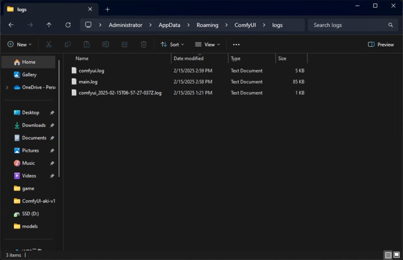 ComfyUI Log Files Location