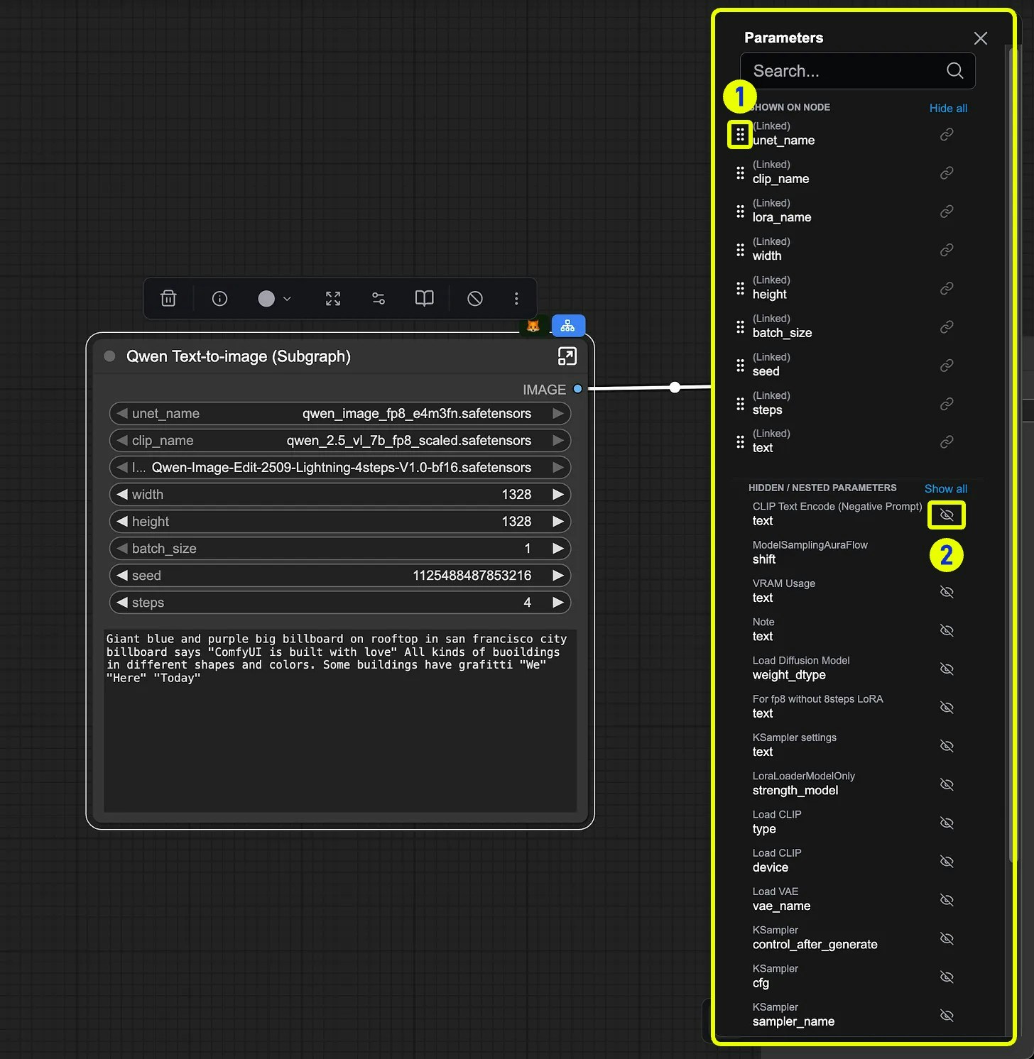 Open Parameters Panel