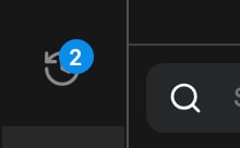 The Job History icon with the active job count badge while the tab is not open