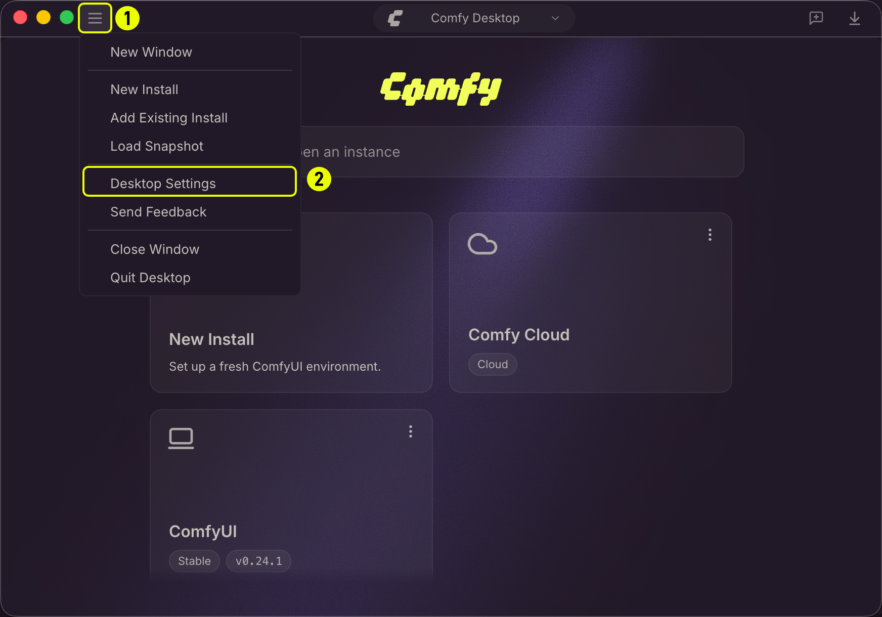 Access Desktop Settings