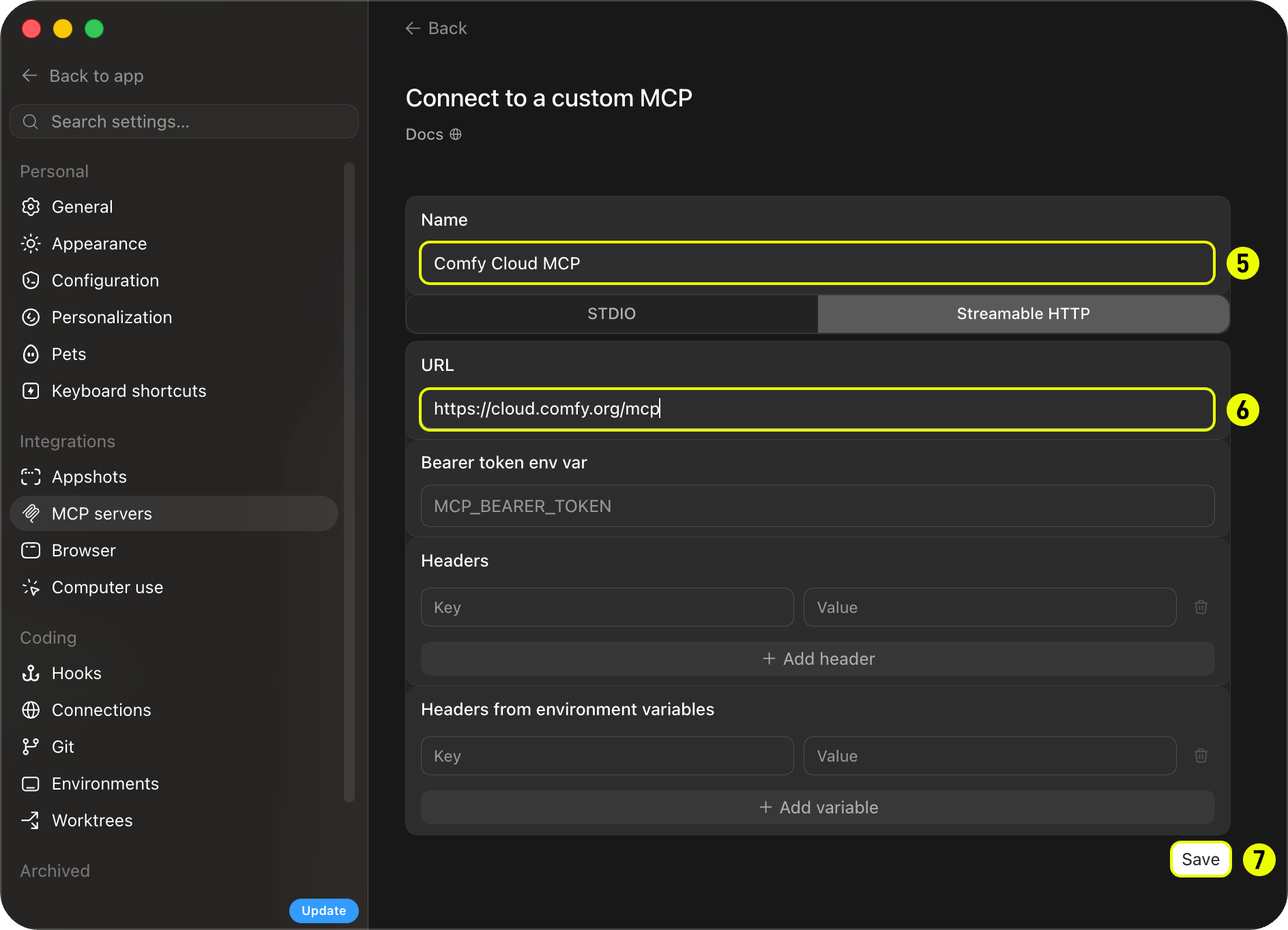 Codex add MCP server — step 3
