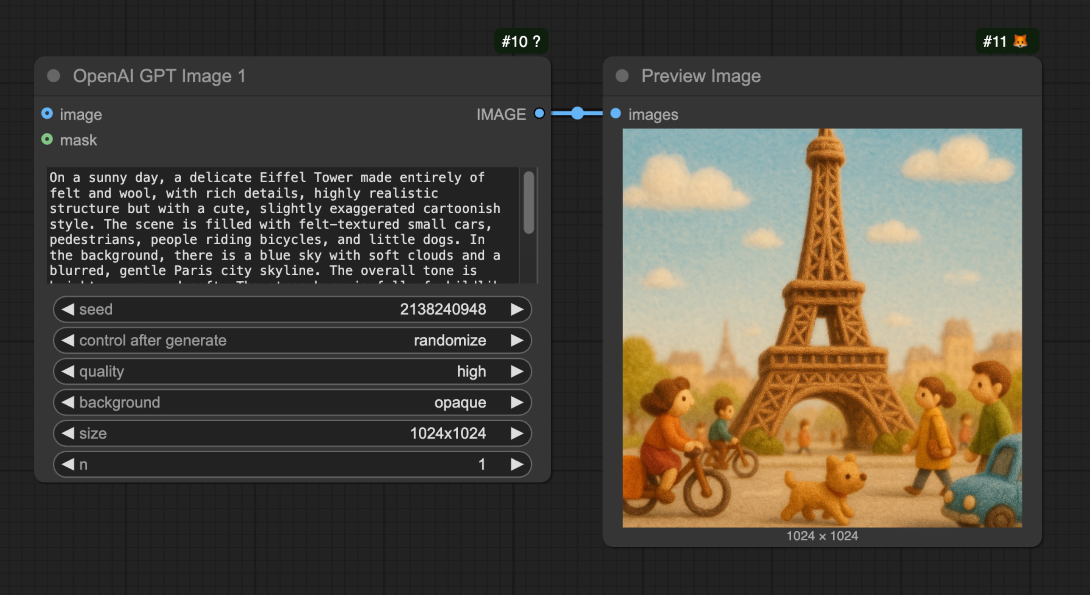 ComfyUI openai-gpt-image-1 ワークフローの例