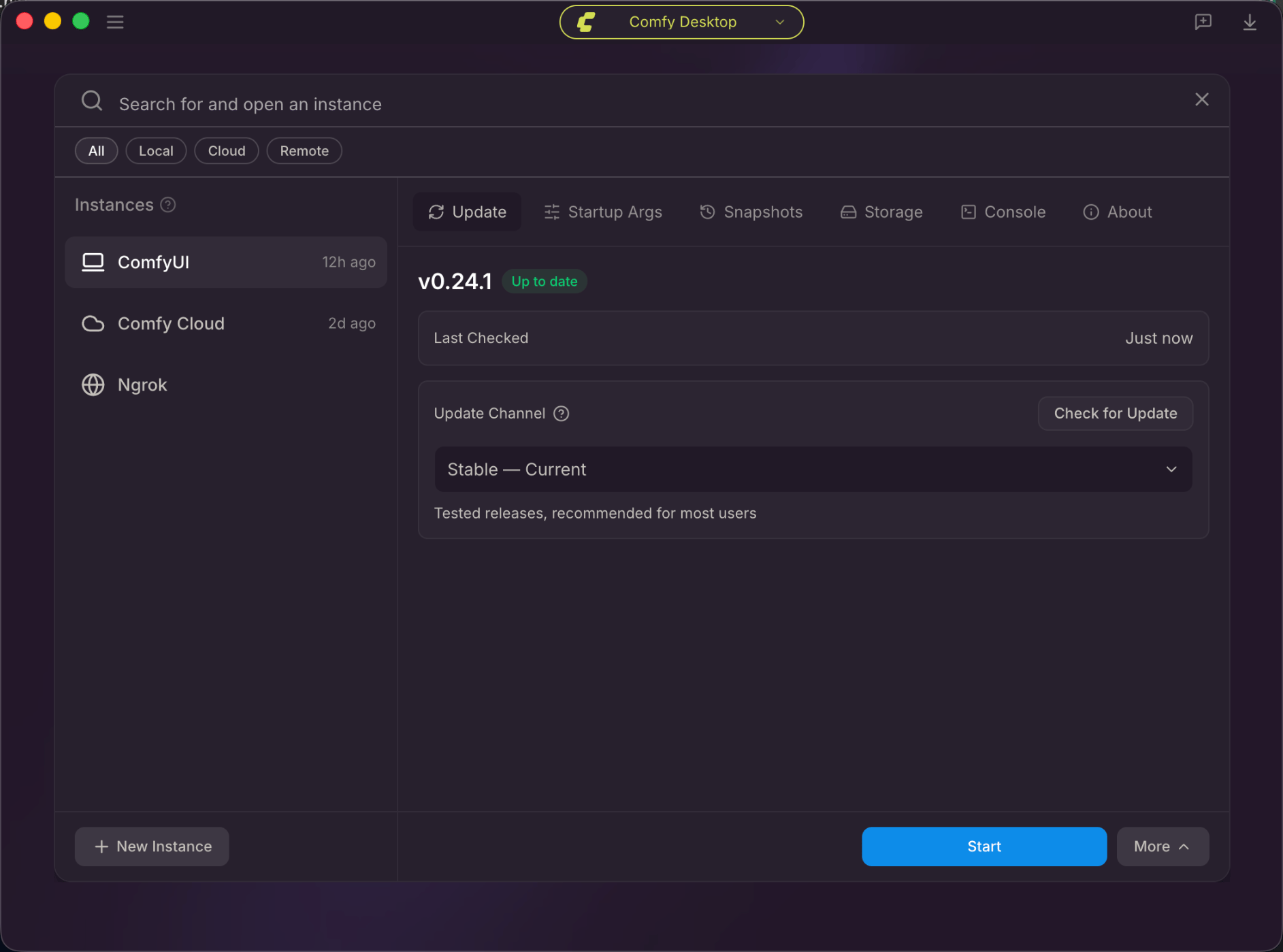 Update tab