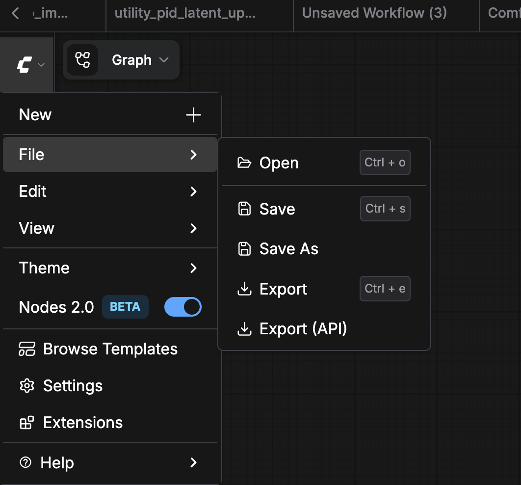 Saving a workflow in API format