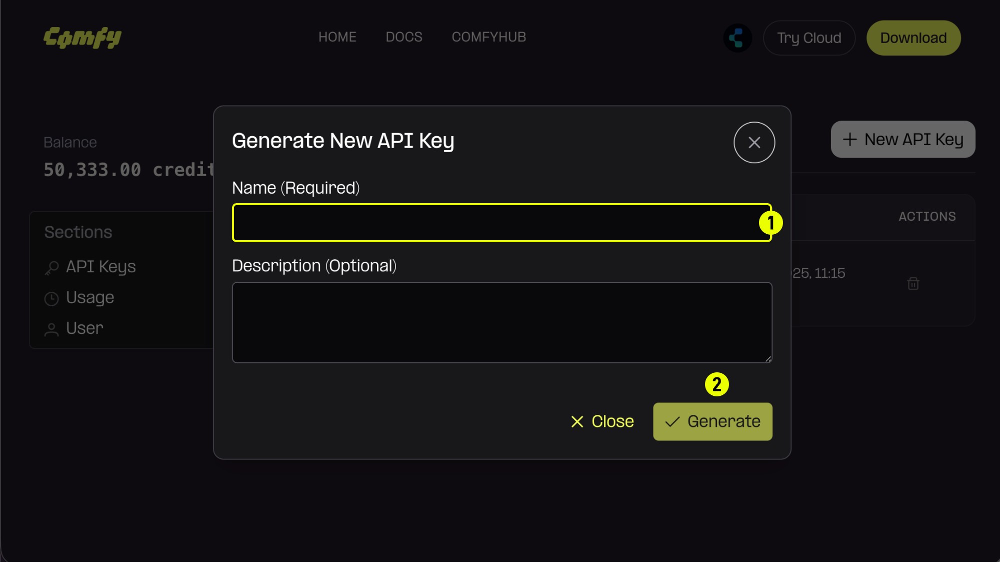 Enter API Key Name