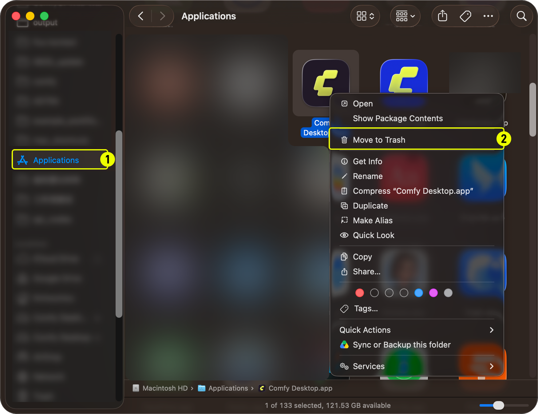 macOS で Comfy Desktop をアンインストール