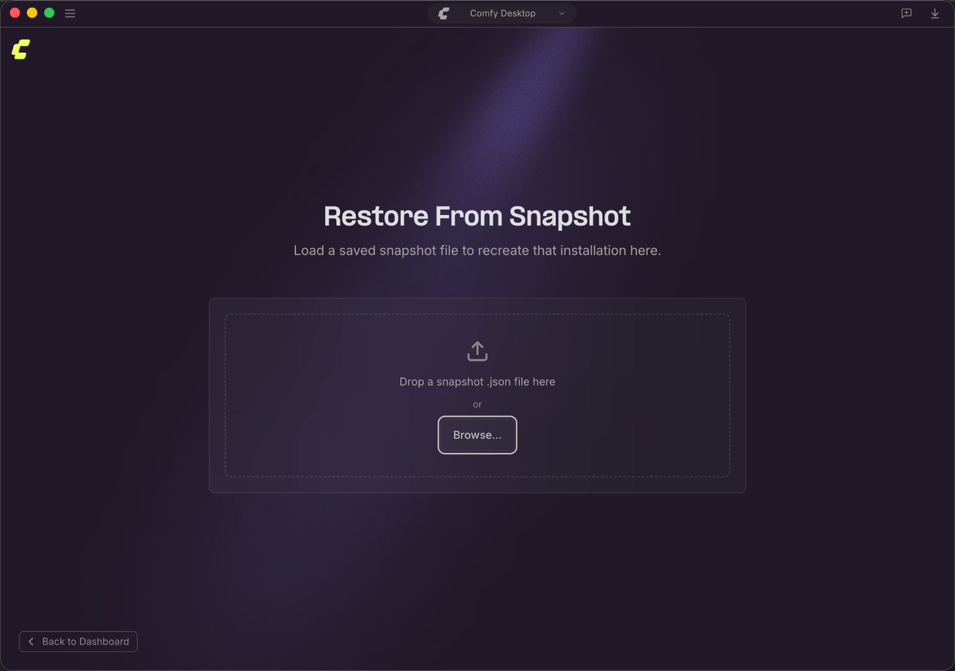 Select a snapshot file