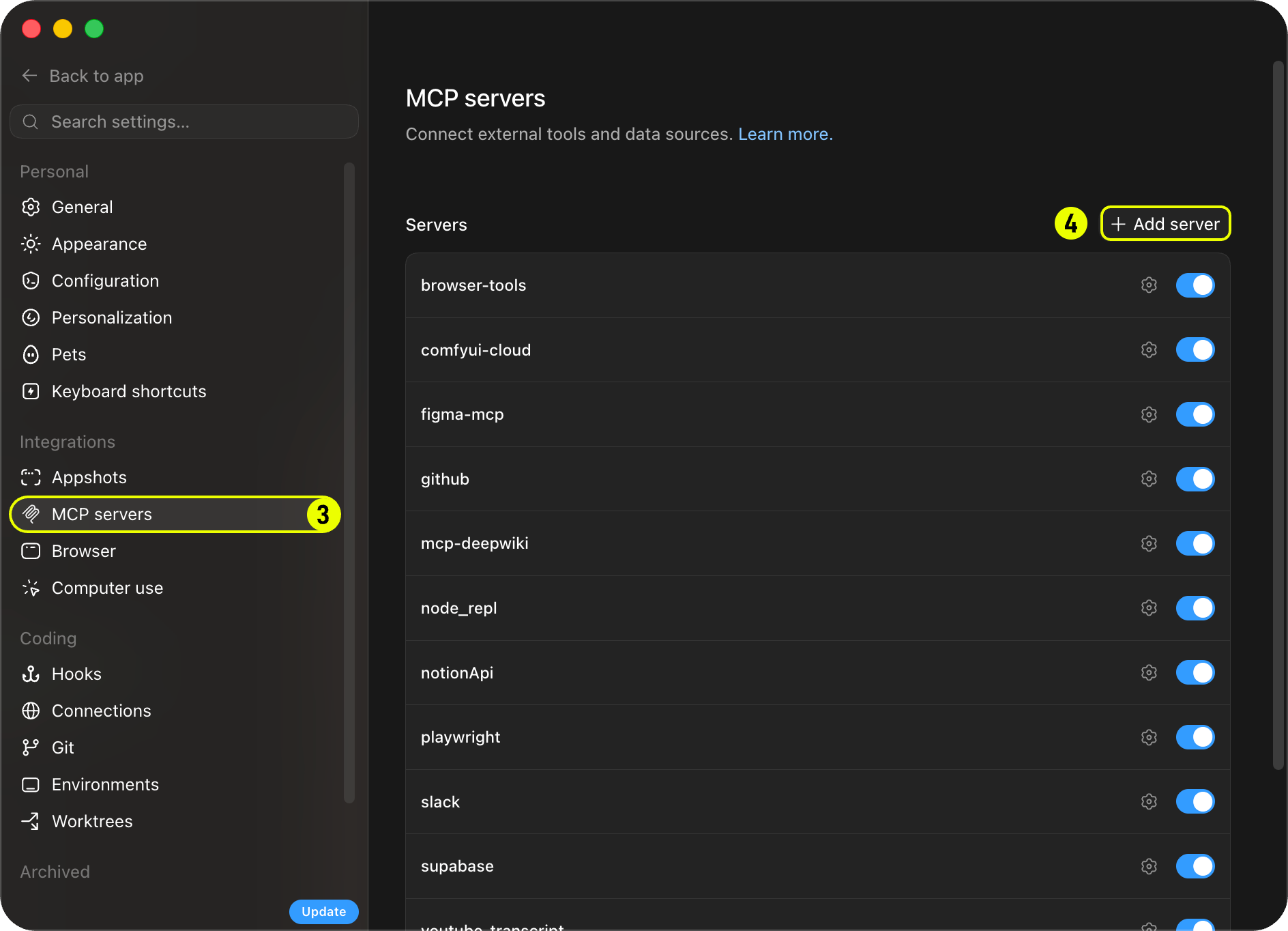 Codex MCP servers — step 2