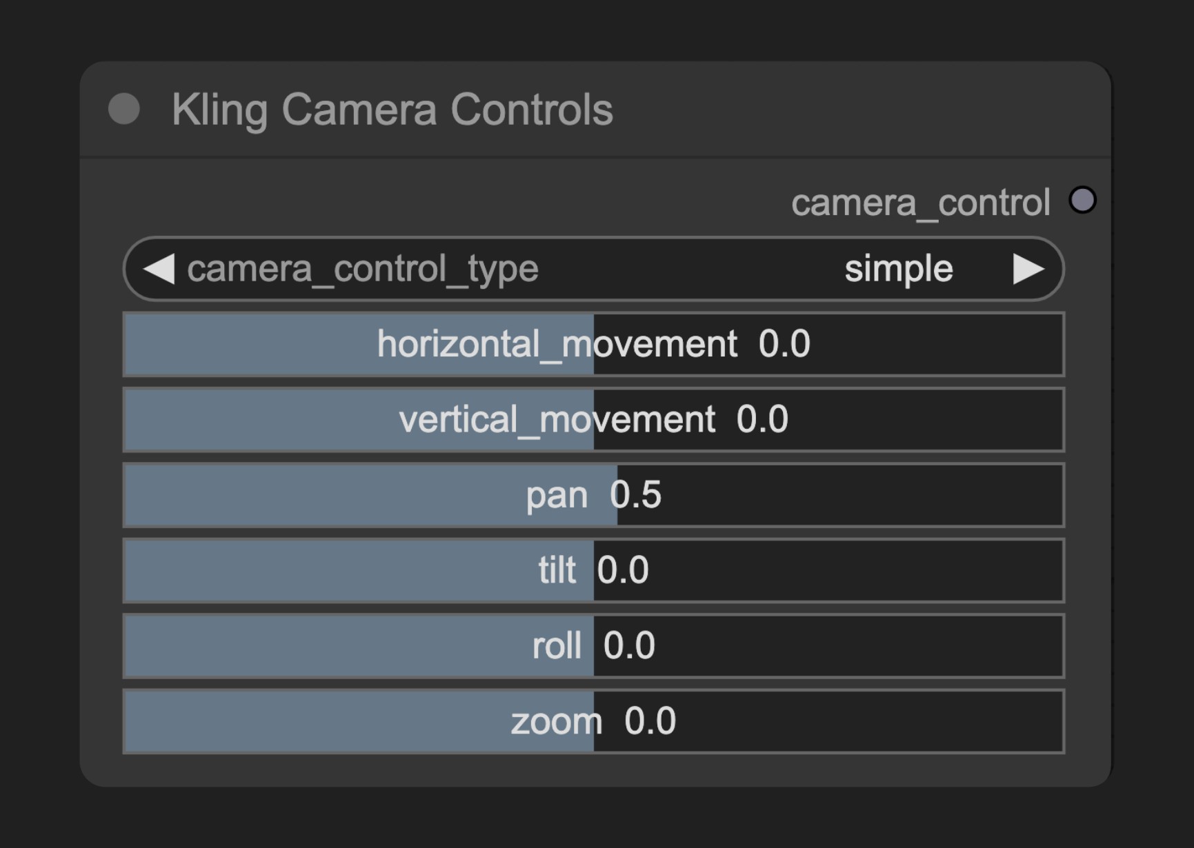 ComfyUI 組み込み Kling Camera Controls ノード