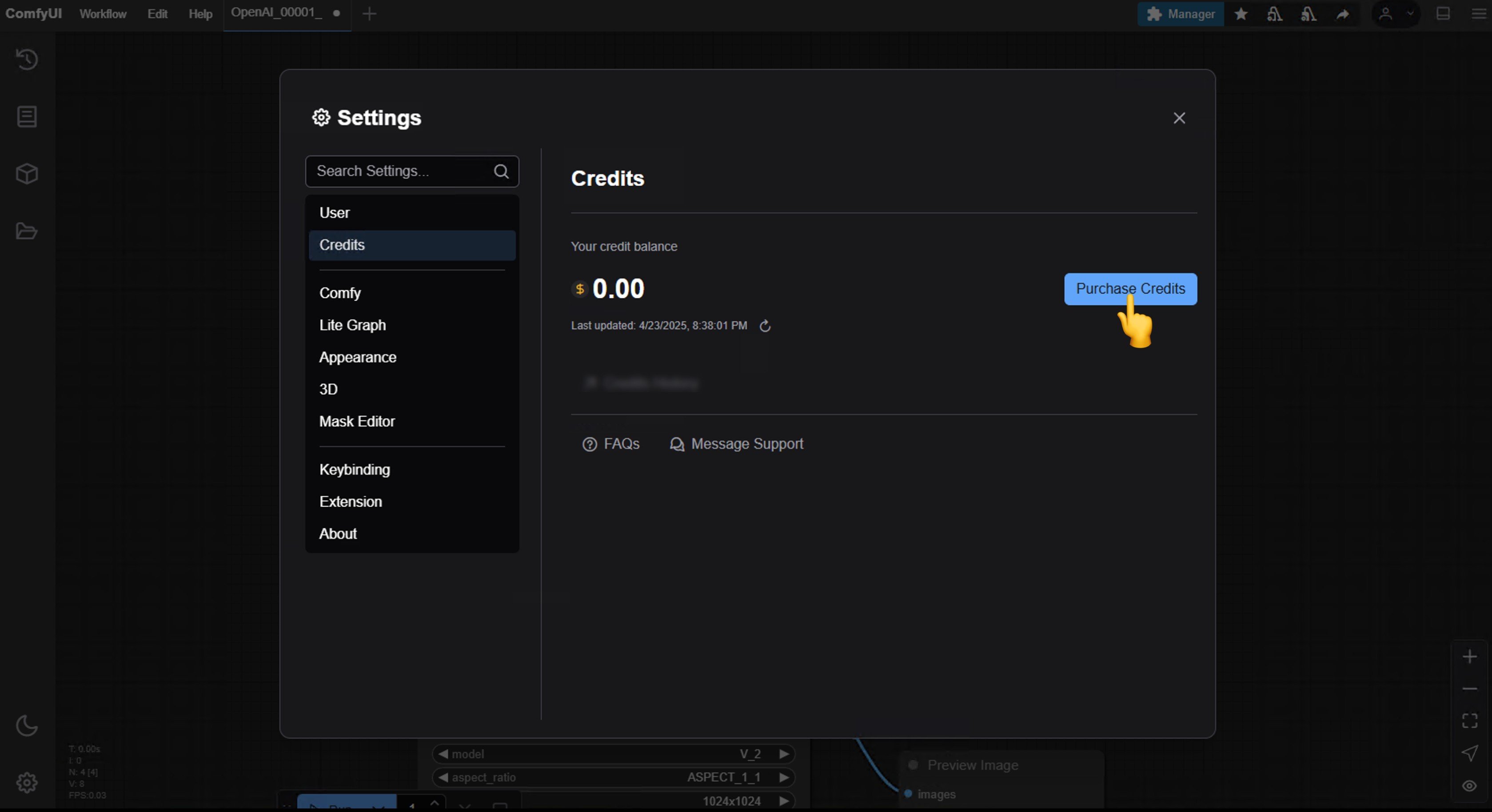 Credits Interface