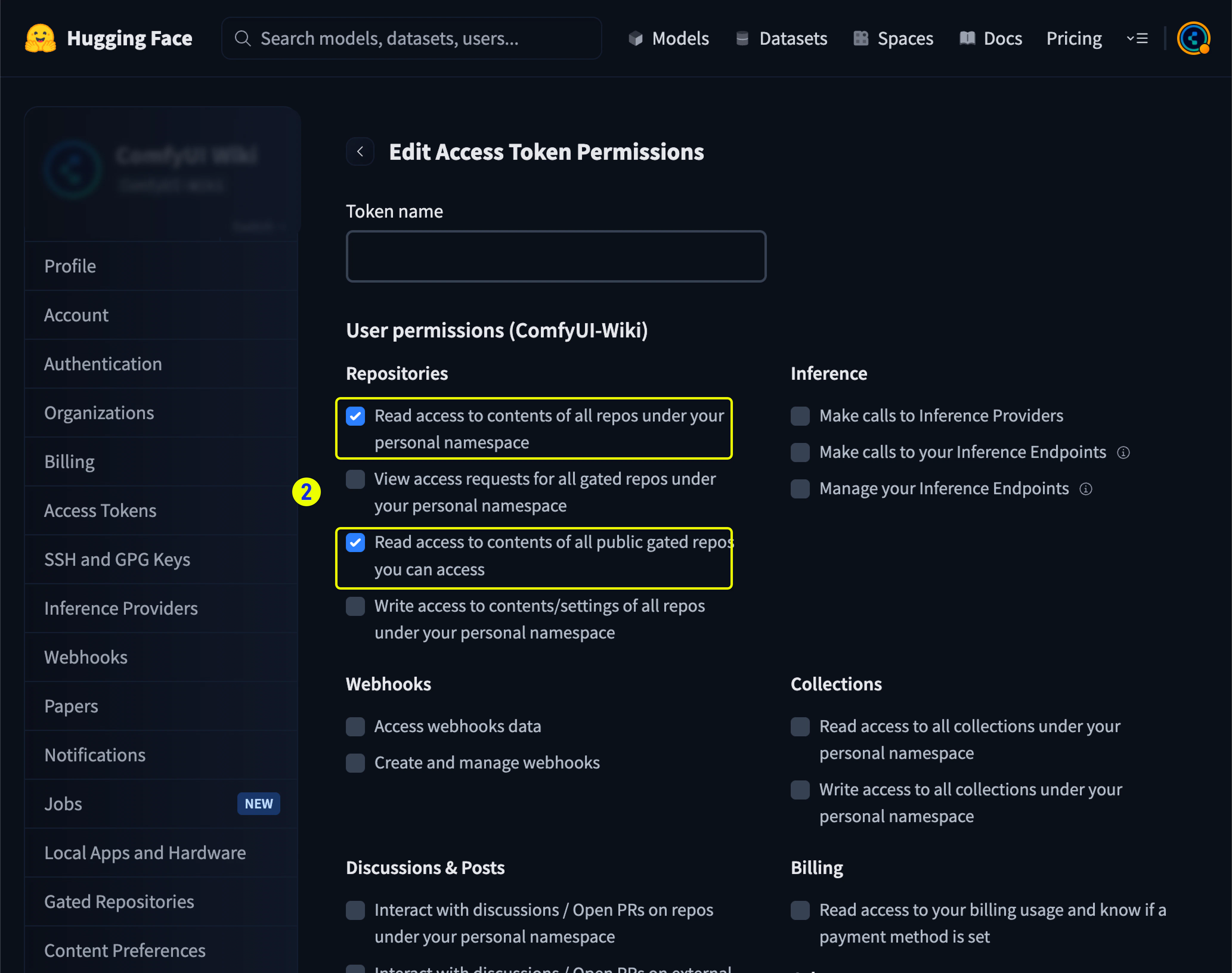 Hugging Face Token Permissions