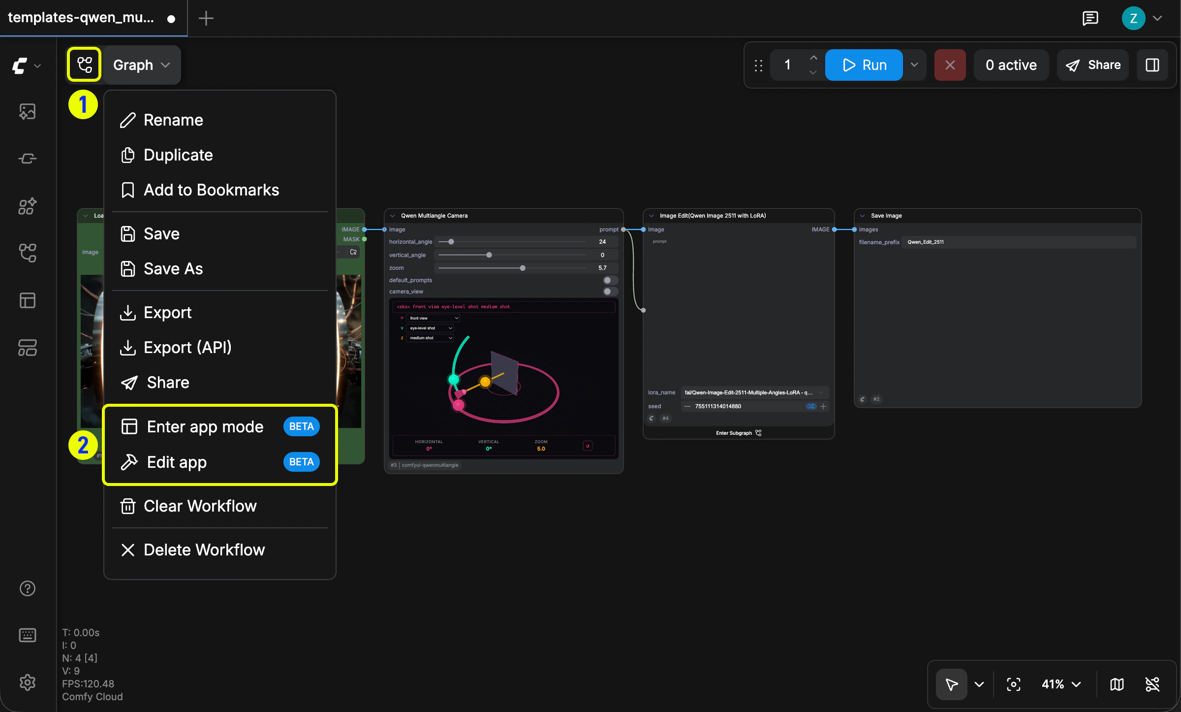 左上メニューから APP モードに入る