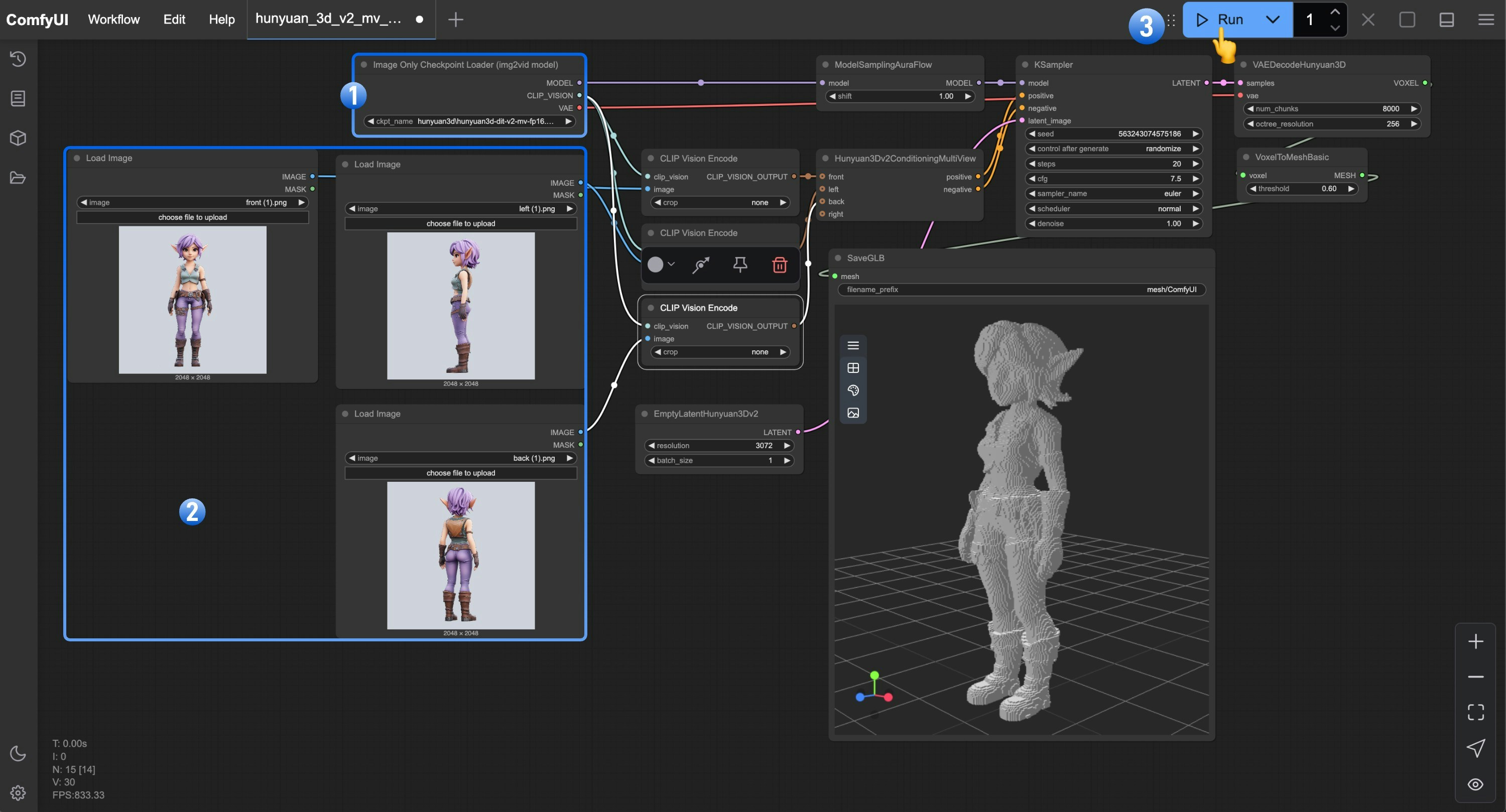 ComfyUI hunyuan3d_2mv