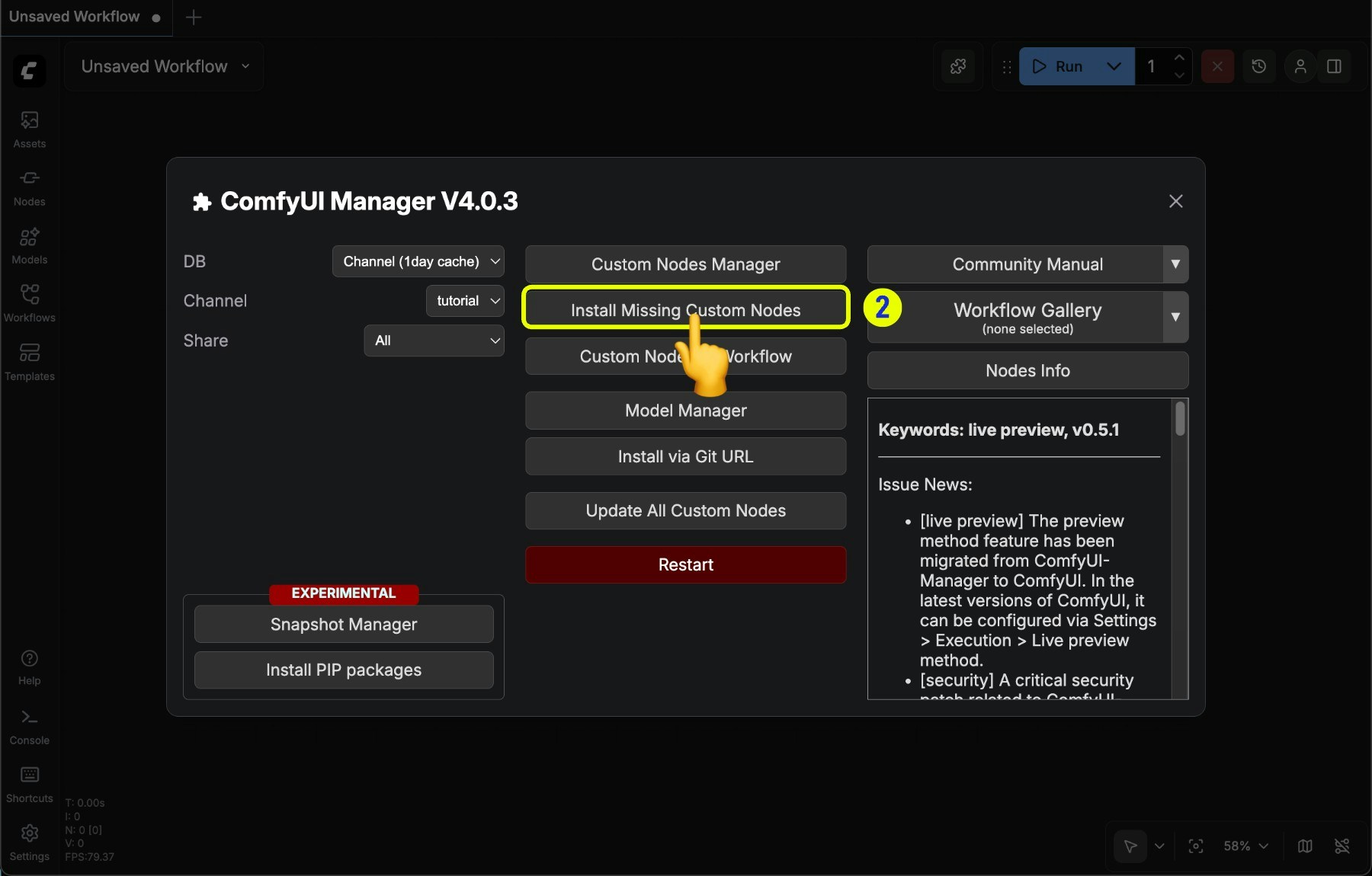 Missing nodes prompt