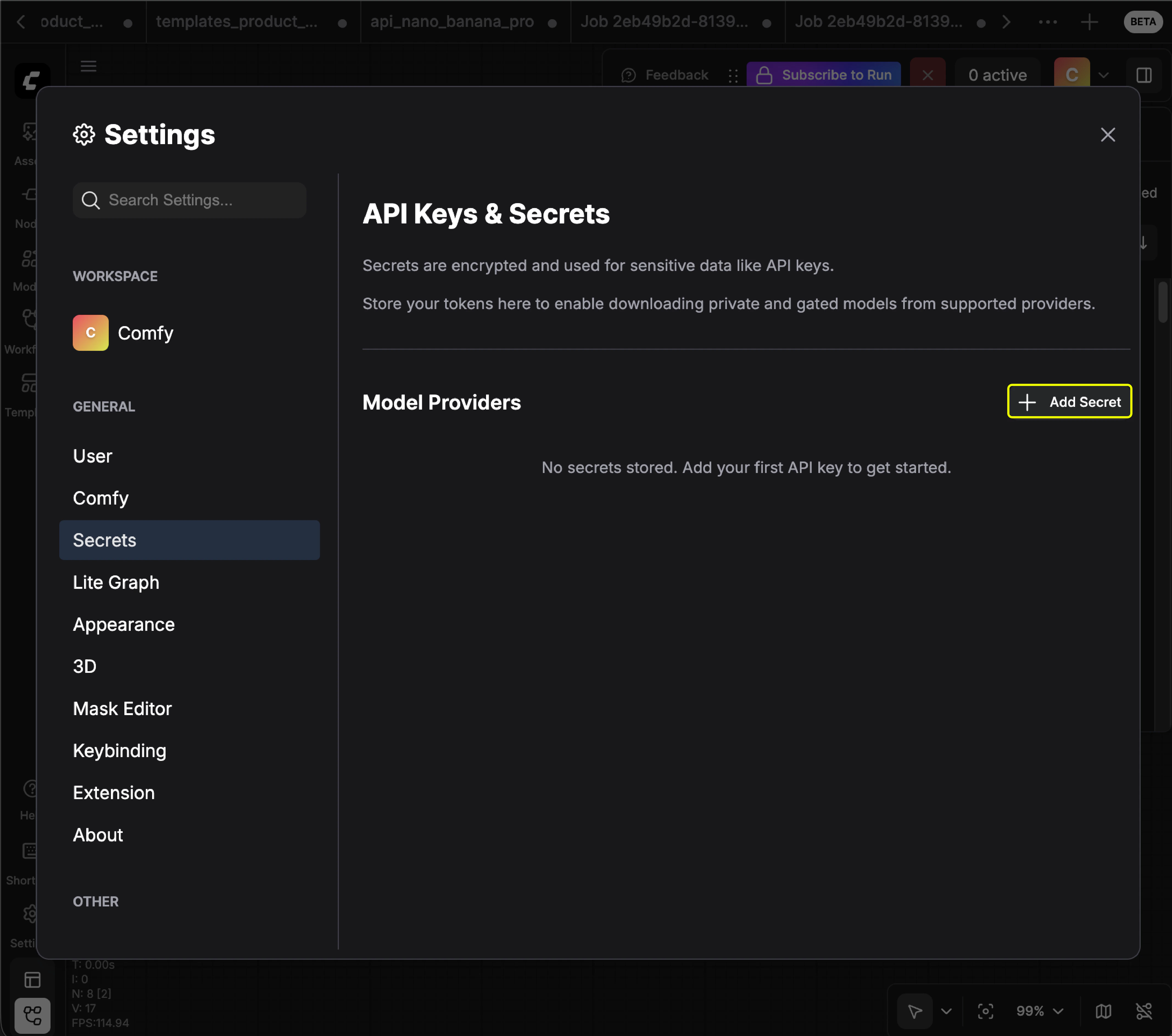 Settings Secrets
