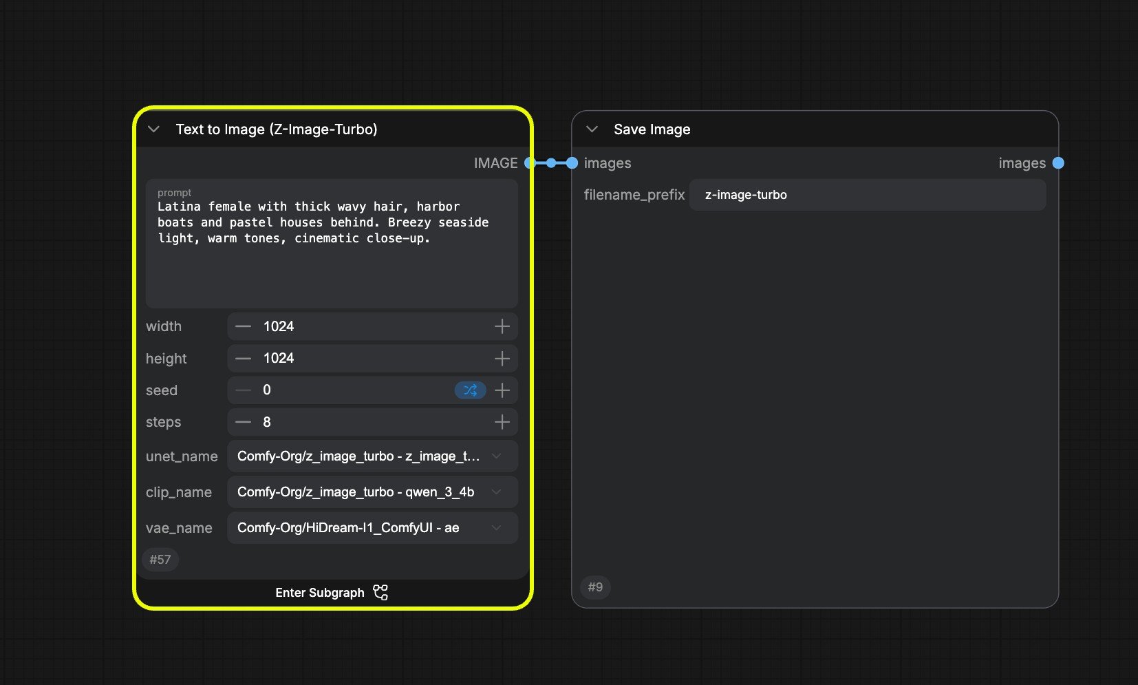 Workflow using subgraph