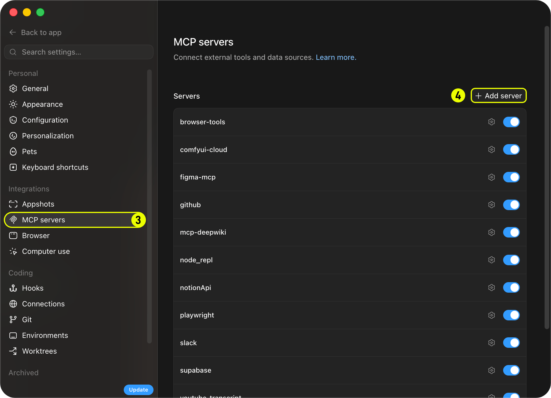 Codex MCP servers — step 2
