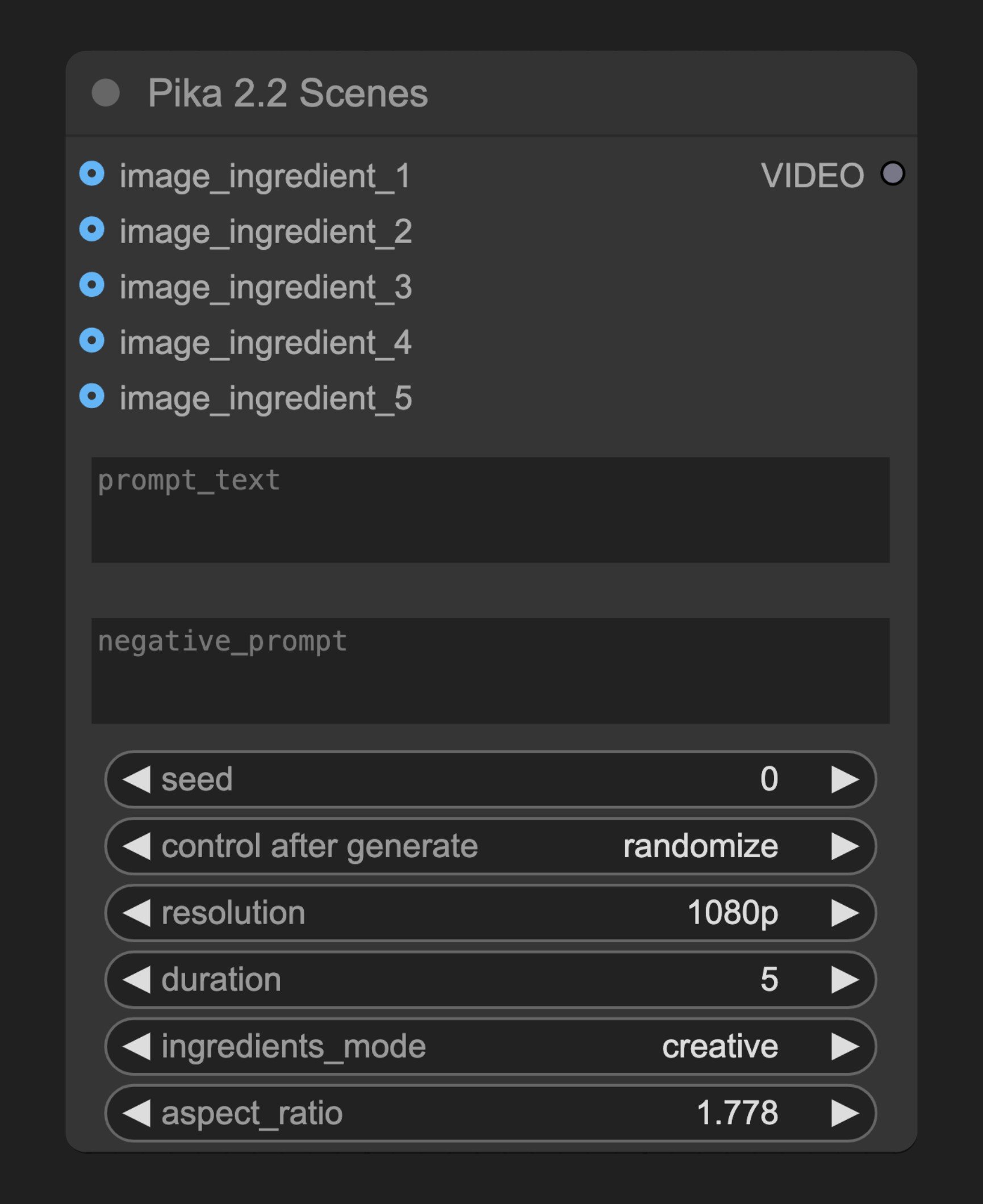 ComfyUI 組み込み Pika 2.2 Scenes ノード
