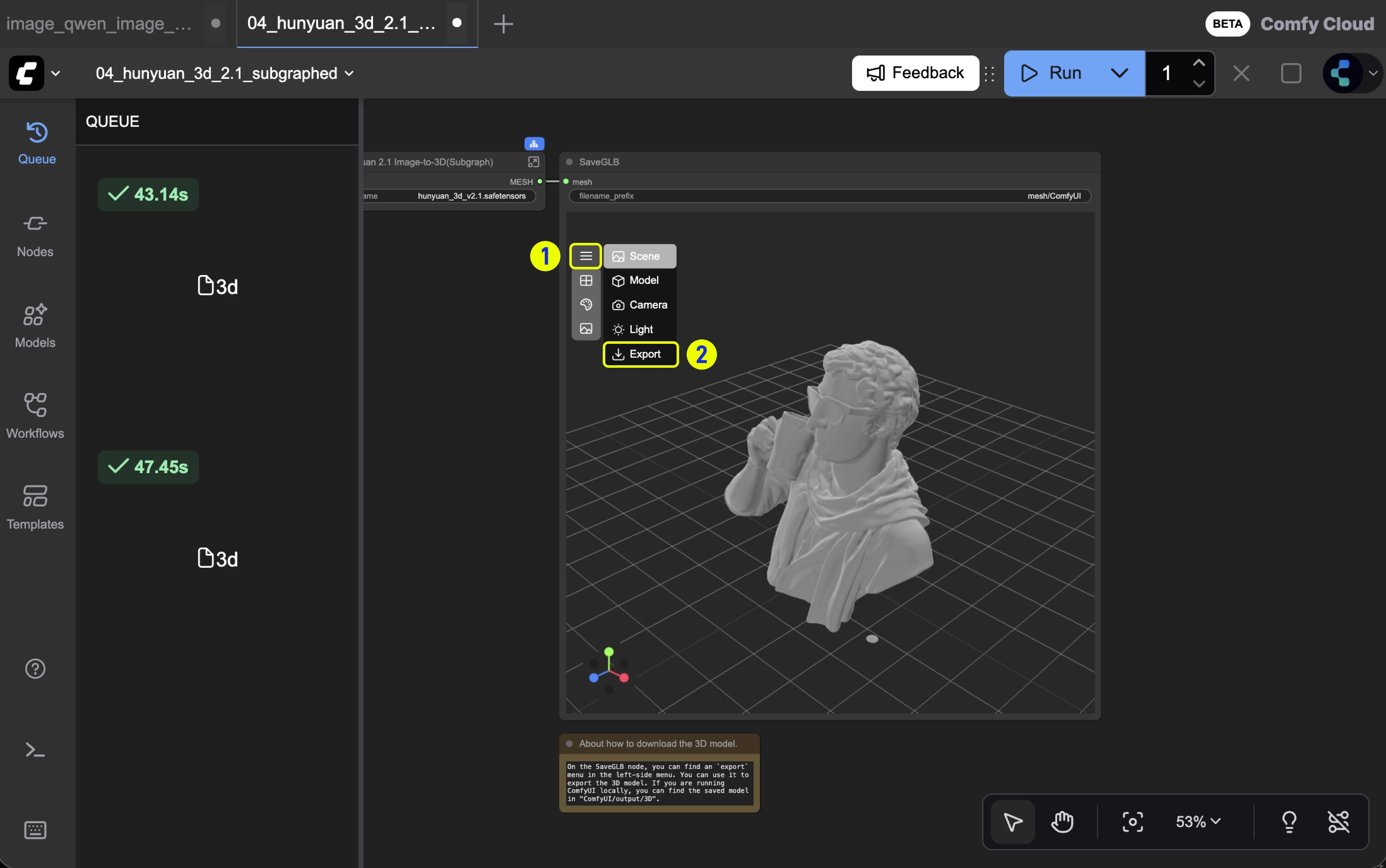 Save 3D assets