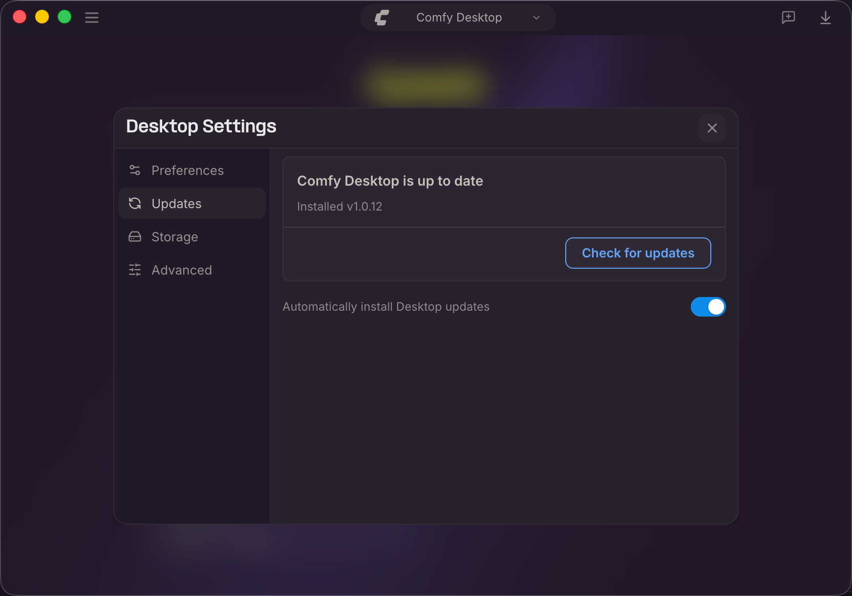 Updates tab