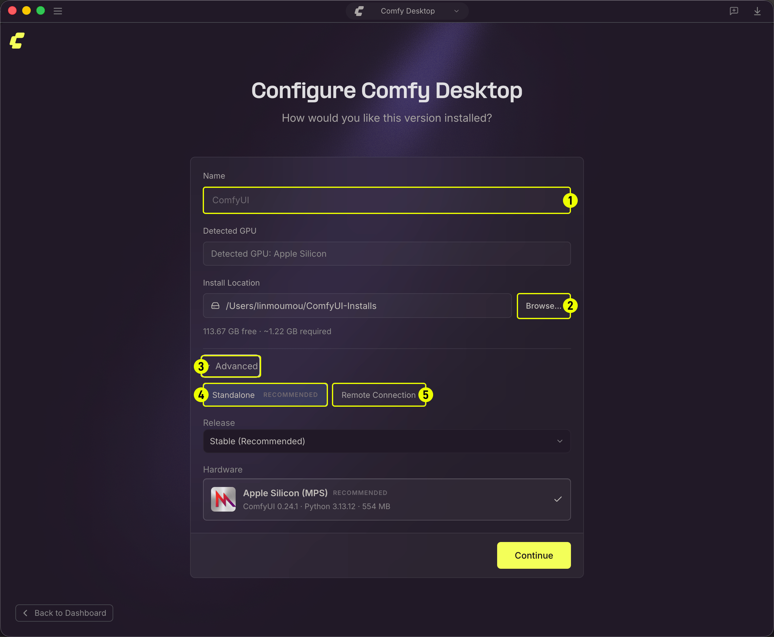 Configure Comfy Desktop on macOS