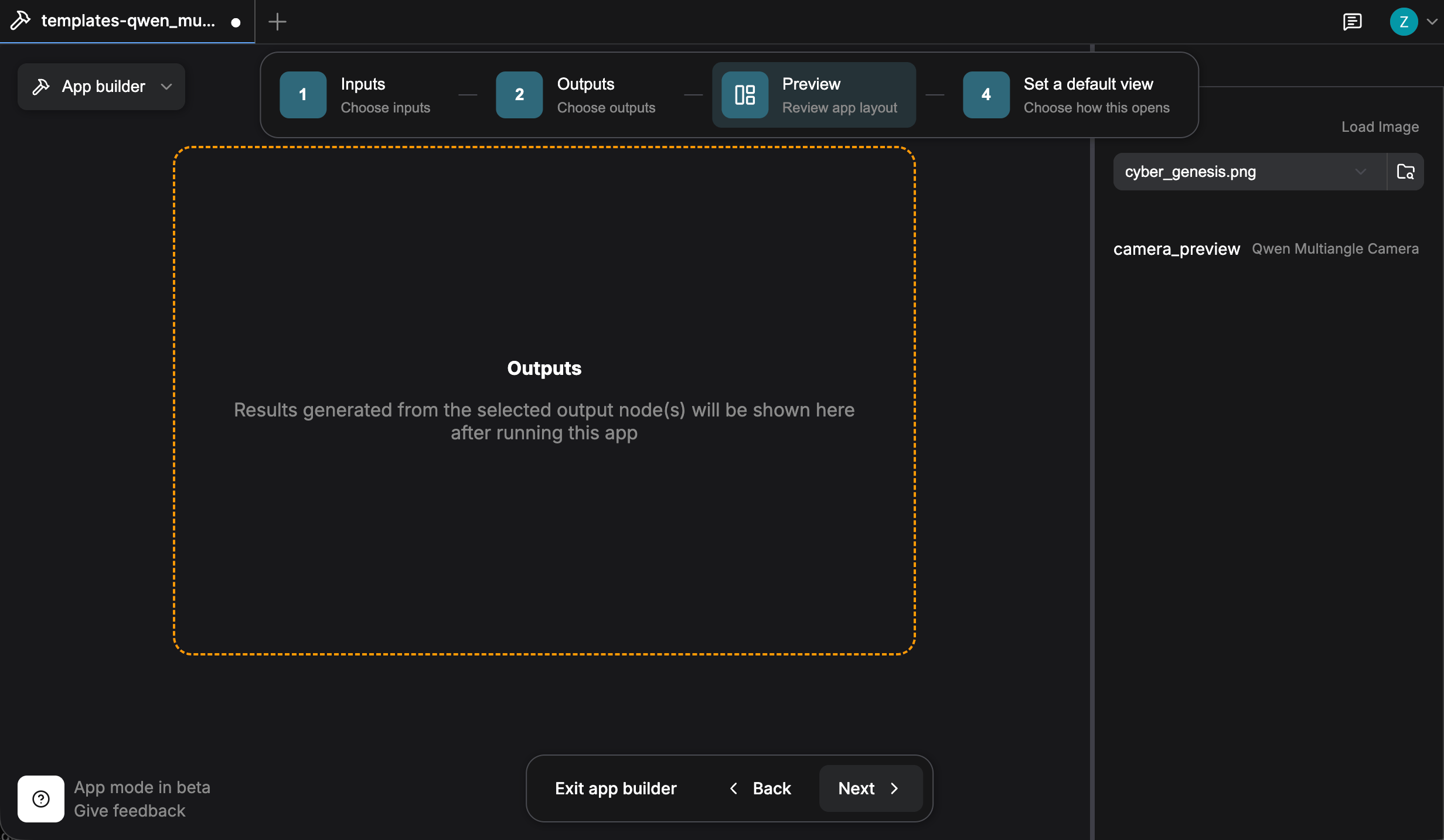 Preview mode showing input and output layout