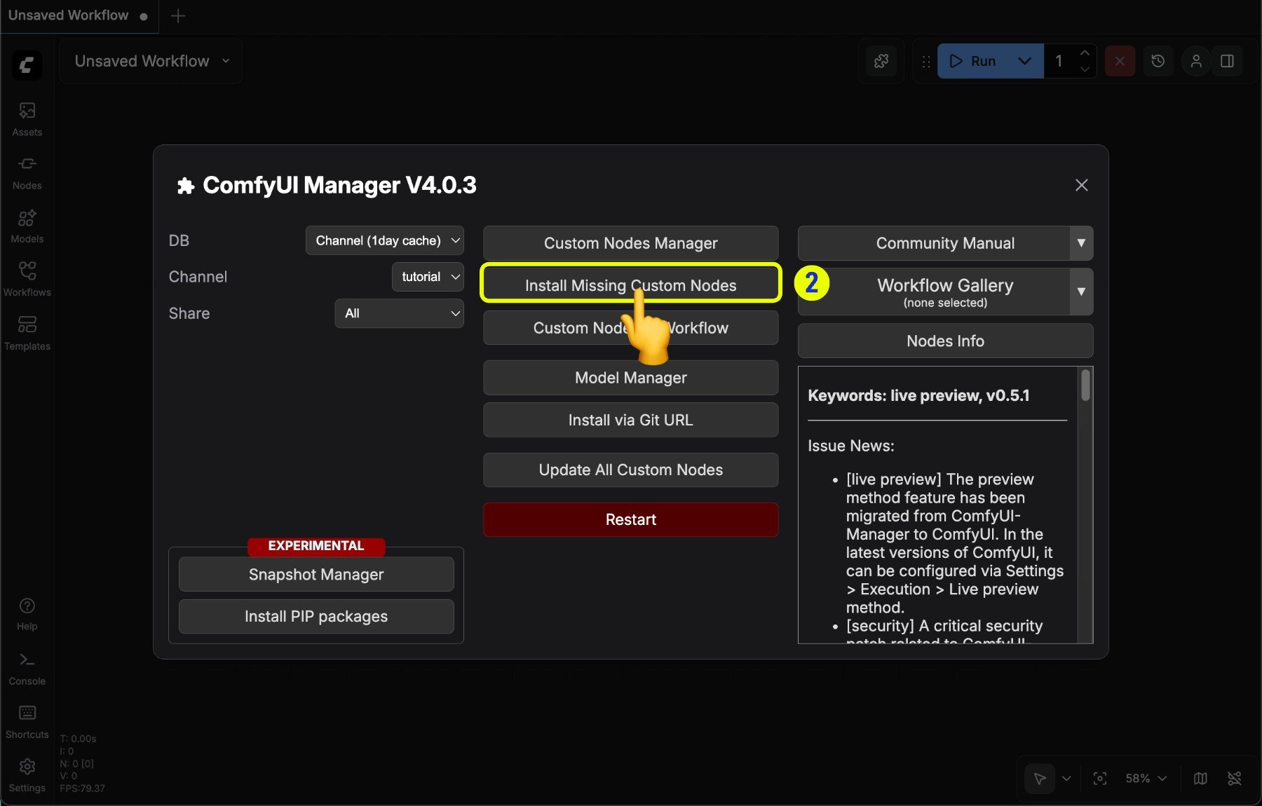 Missing nodes prompt