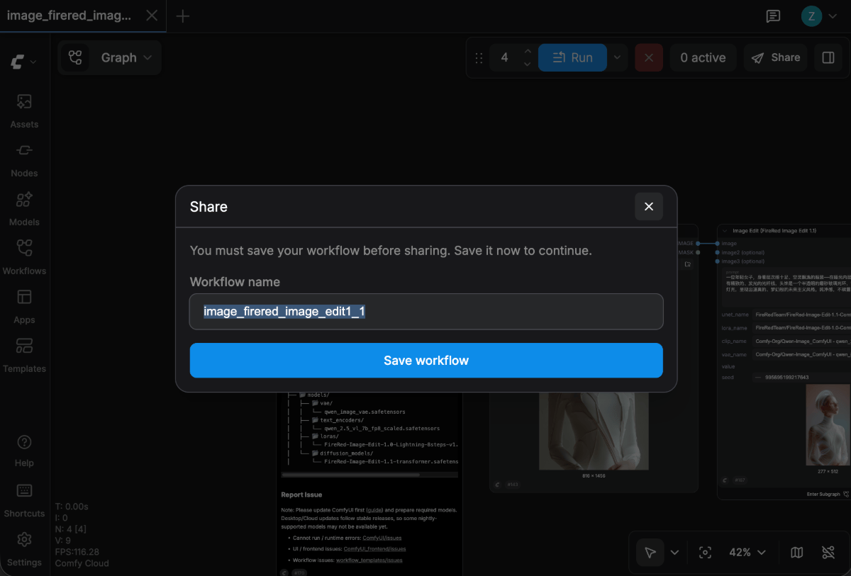 Save workflow before sharing