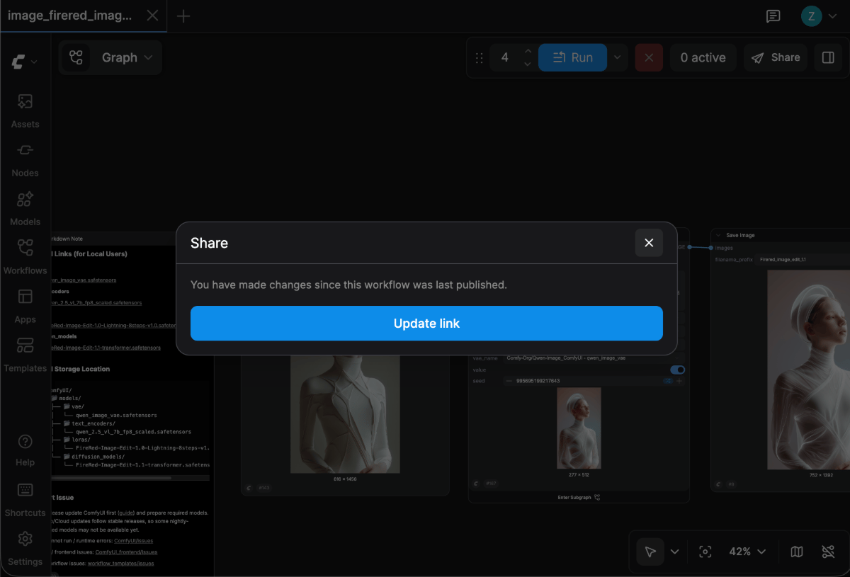 Update an existing share link