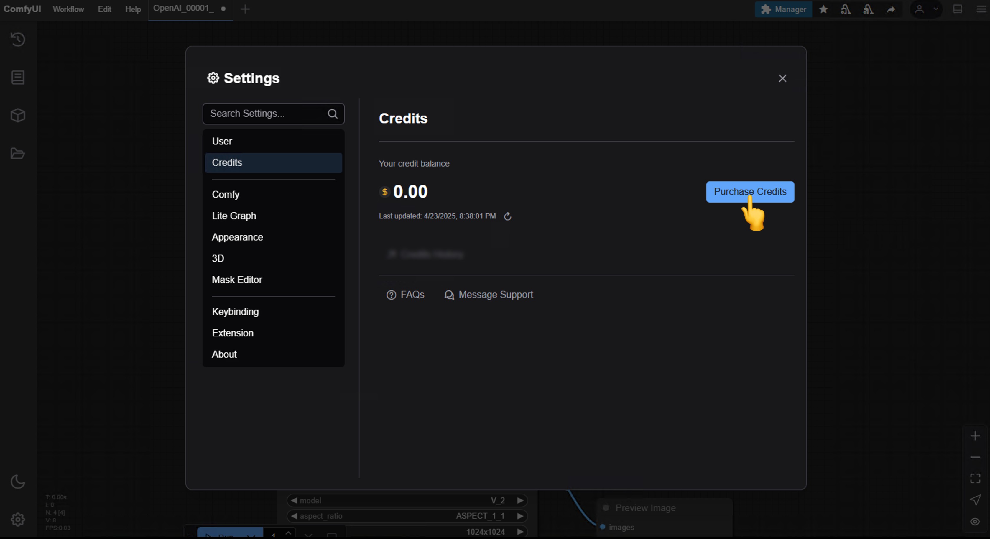 Credits Interface