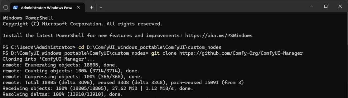 Git 経由でカスタムノードをインストール