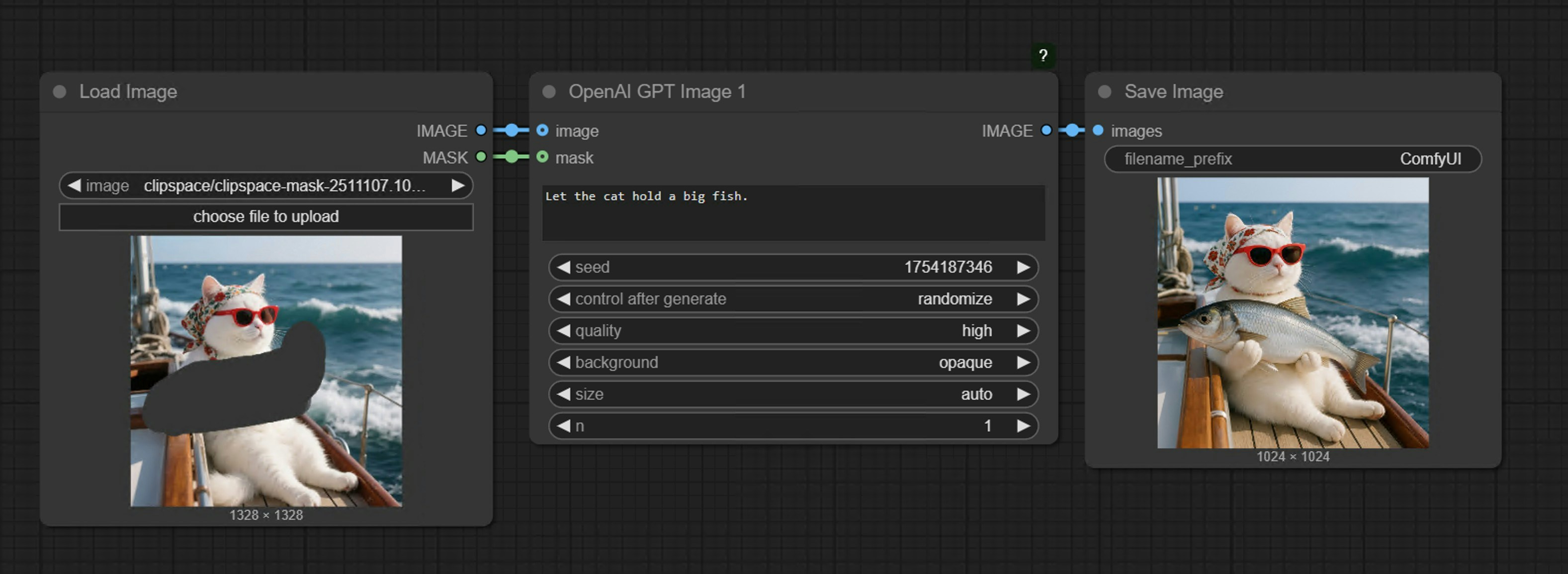 ComfyUI openai-gpt-image-1 workflow example