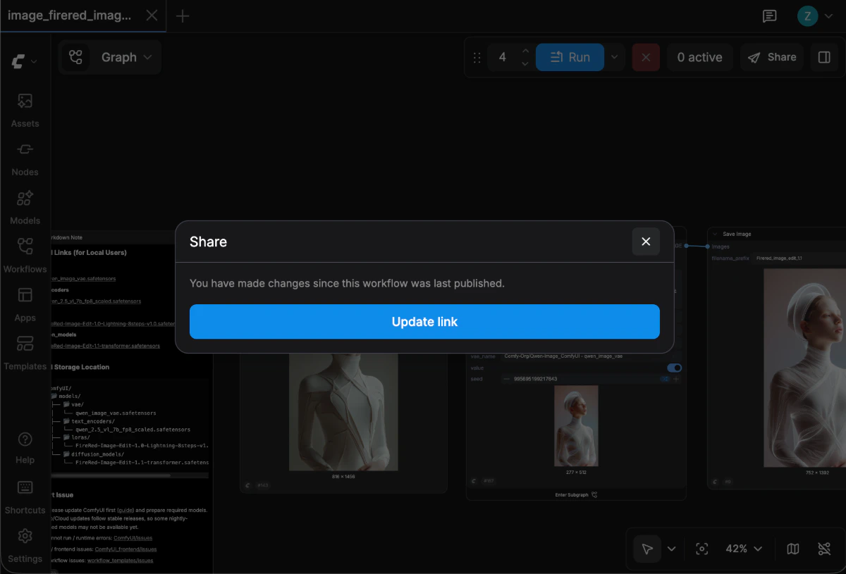 Update an existing share link