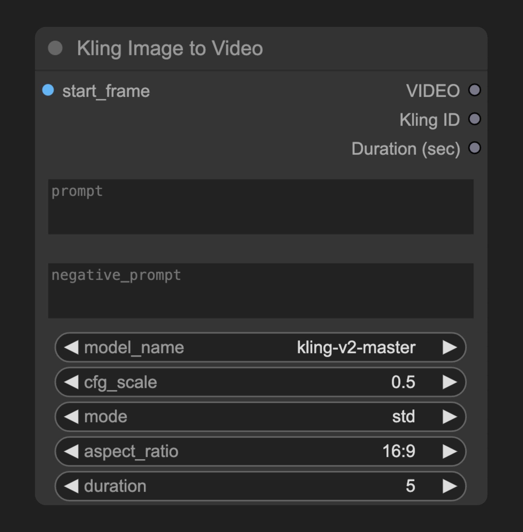 ComfyUI 組み込み Kling Image to Video ノード