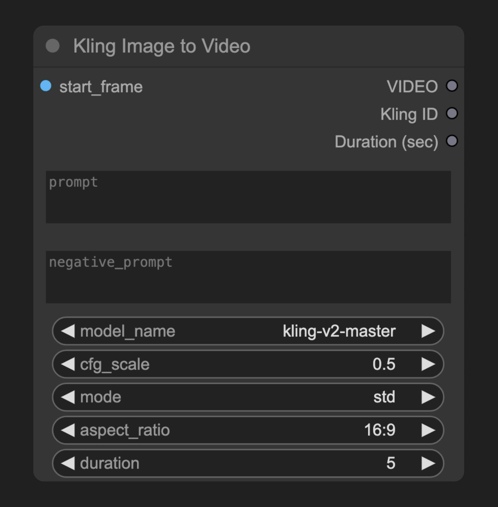 ComfyUI 原生 Kling Image to Video 节点
