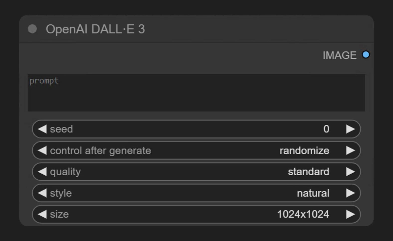 OpenAI DALL·E 3 ノードのスクリーンショット