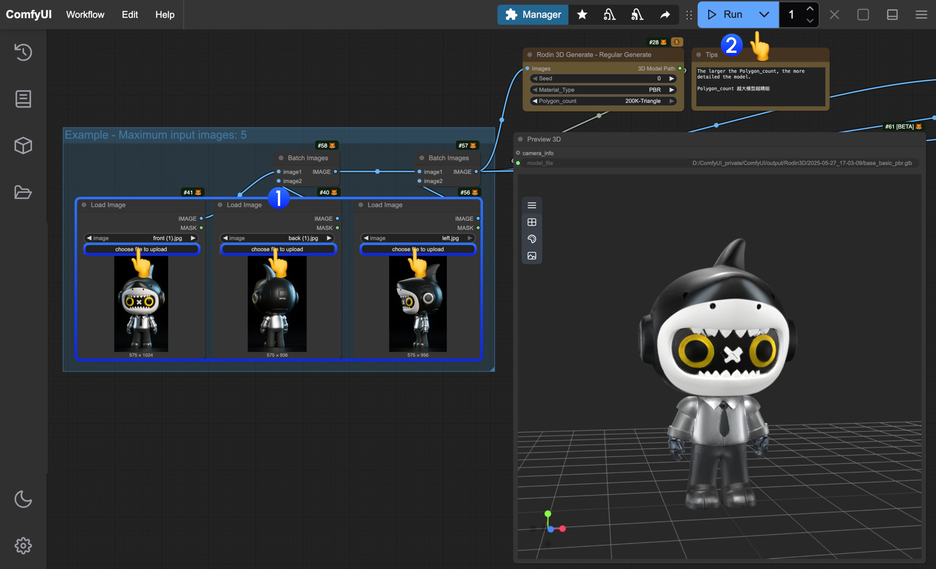 ComfyUI Rodin Image to Model Step Guide