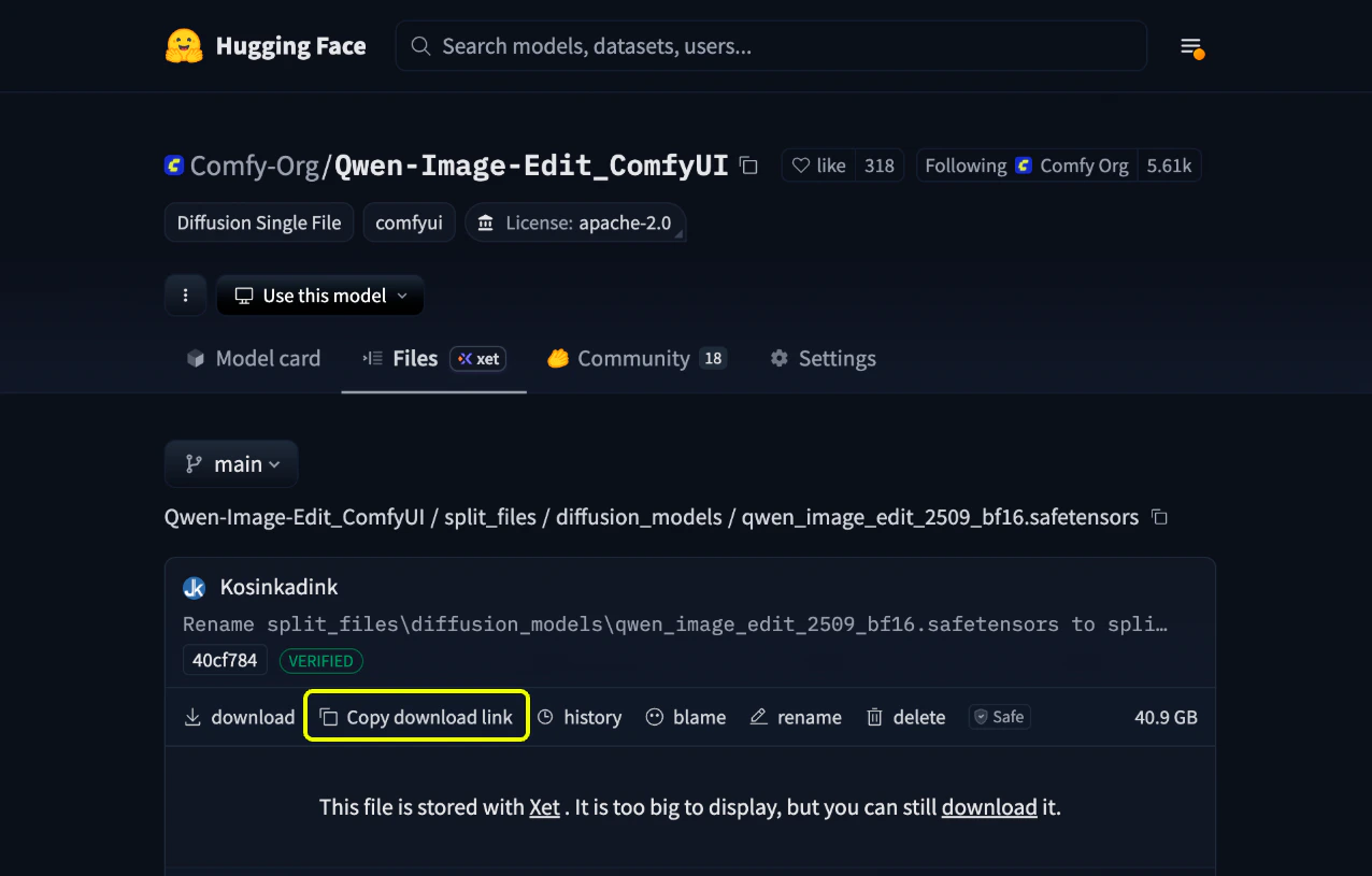 Copy Huggingface model link