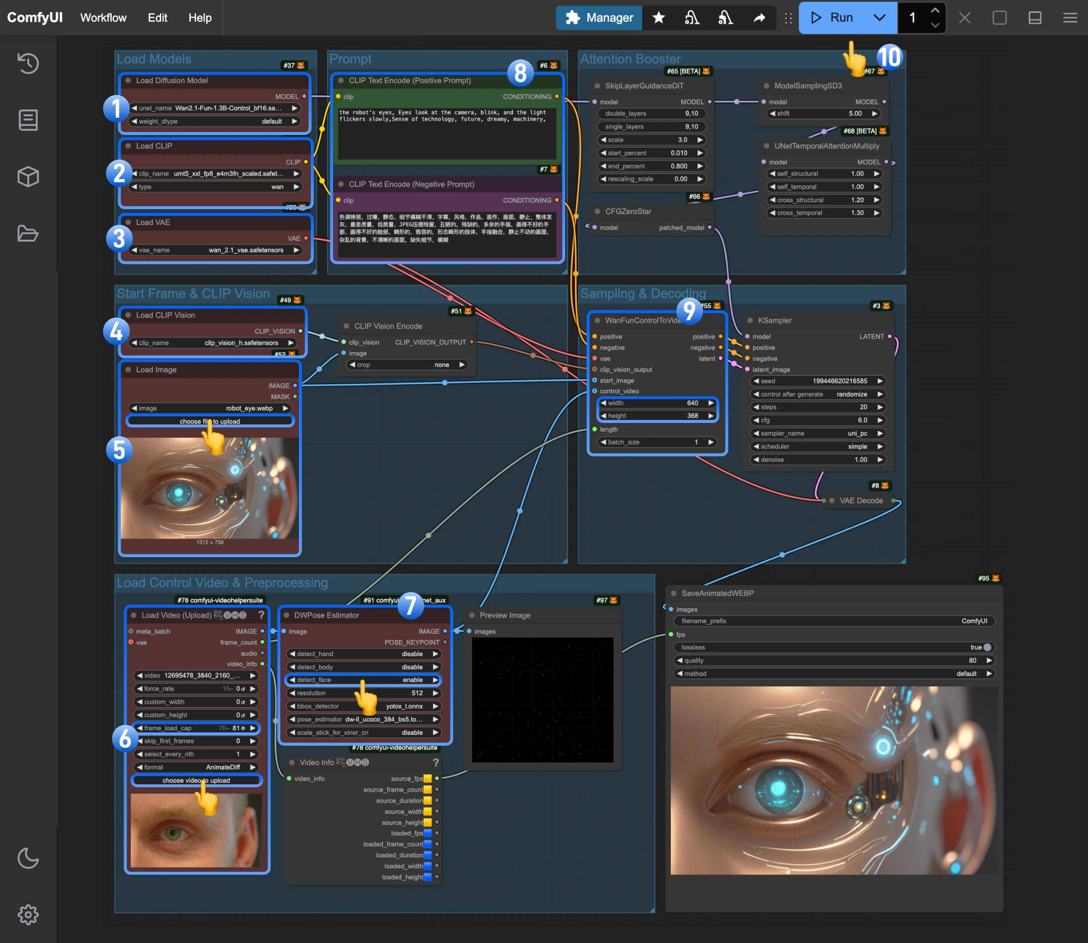 Wan2.1 Fun Control Workflow Using Custom Nodes Steps