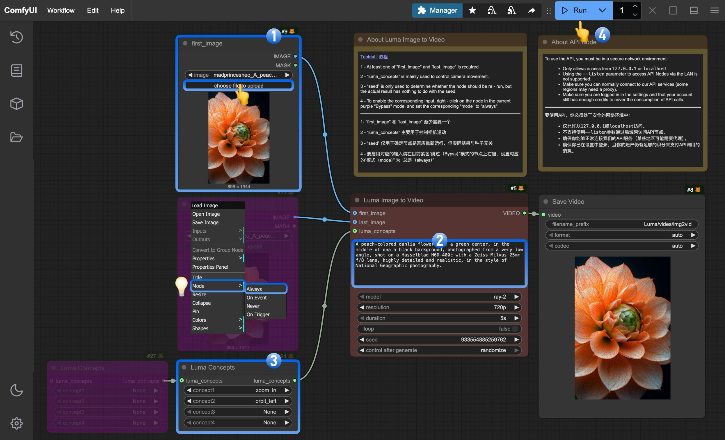 Luma Image to Video Workflow Steps