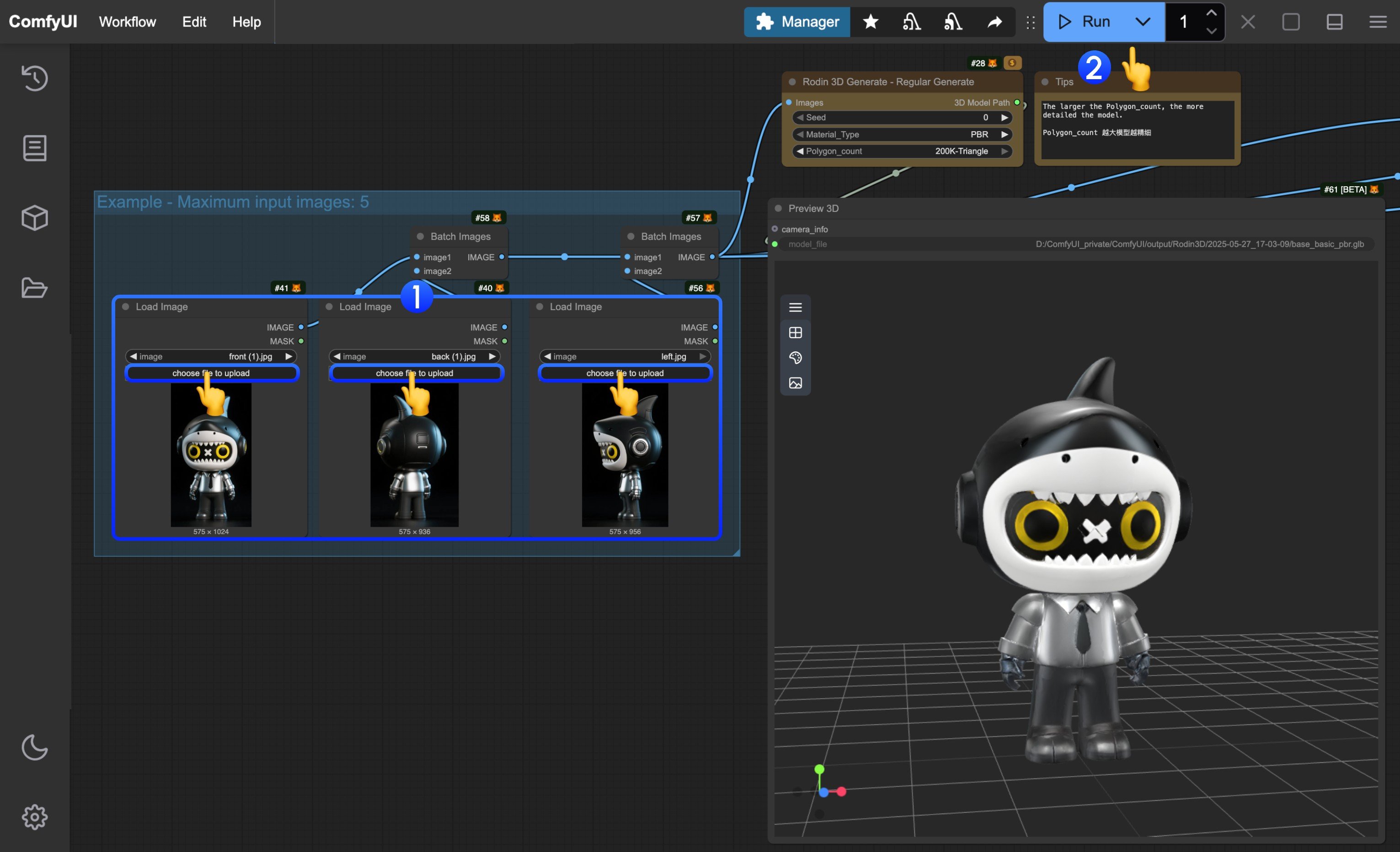 ComfyUI Rodin Image to Model Step Guide