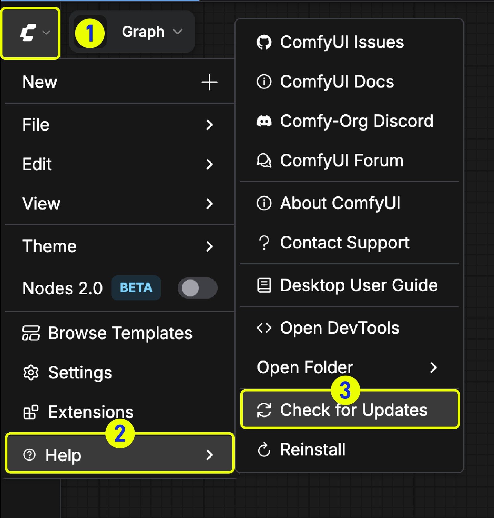 Comfy Desktop Check Updates