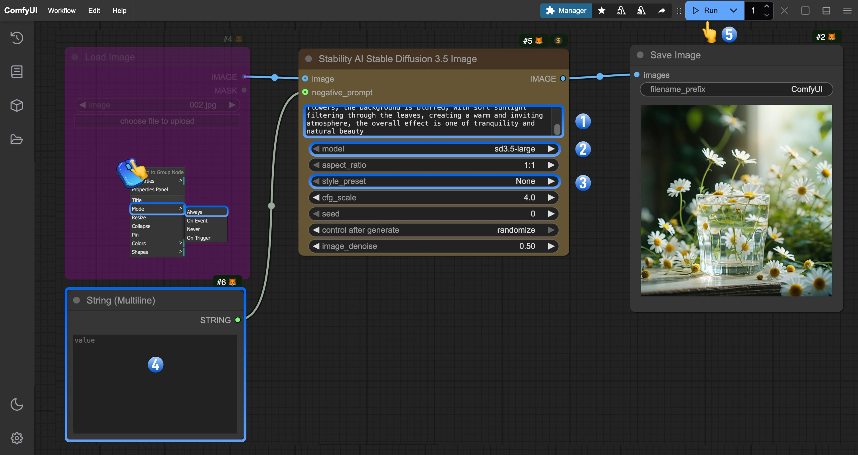 Stability AI Stable Diffusion 3.5 文生图步骤图