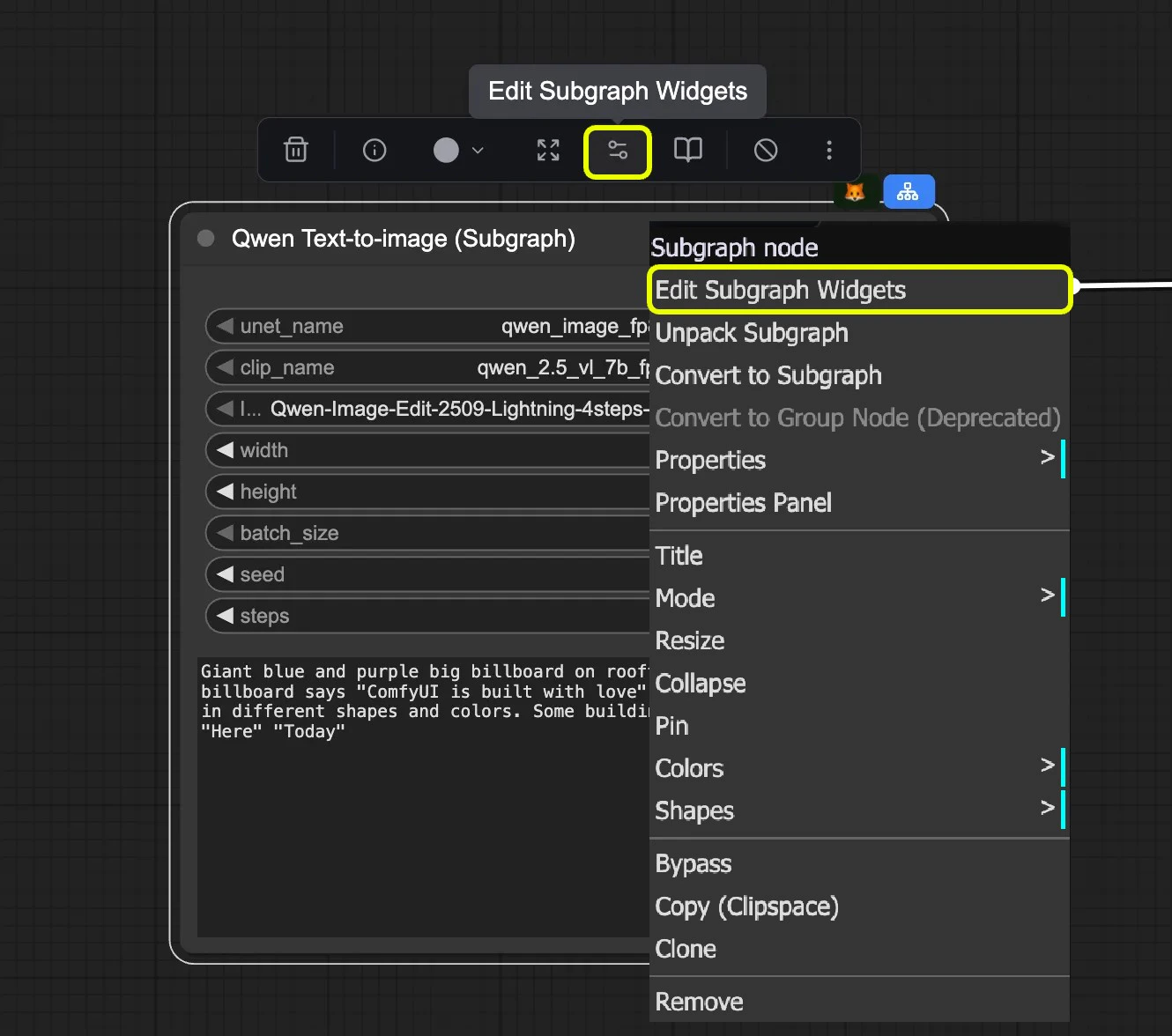 Open Parameters Panel